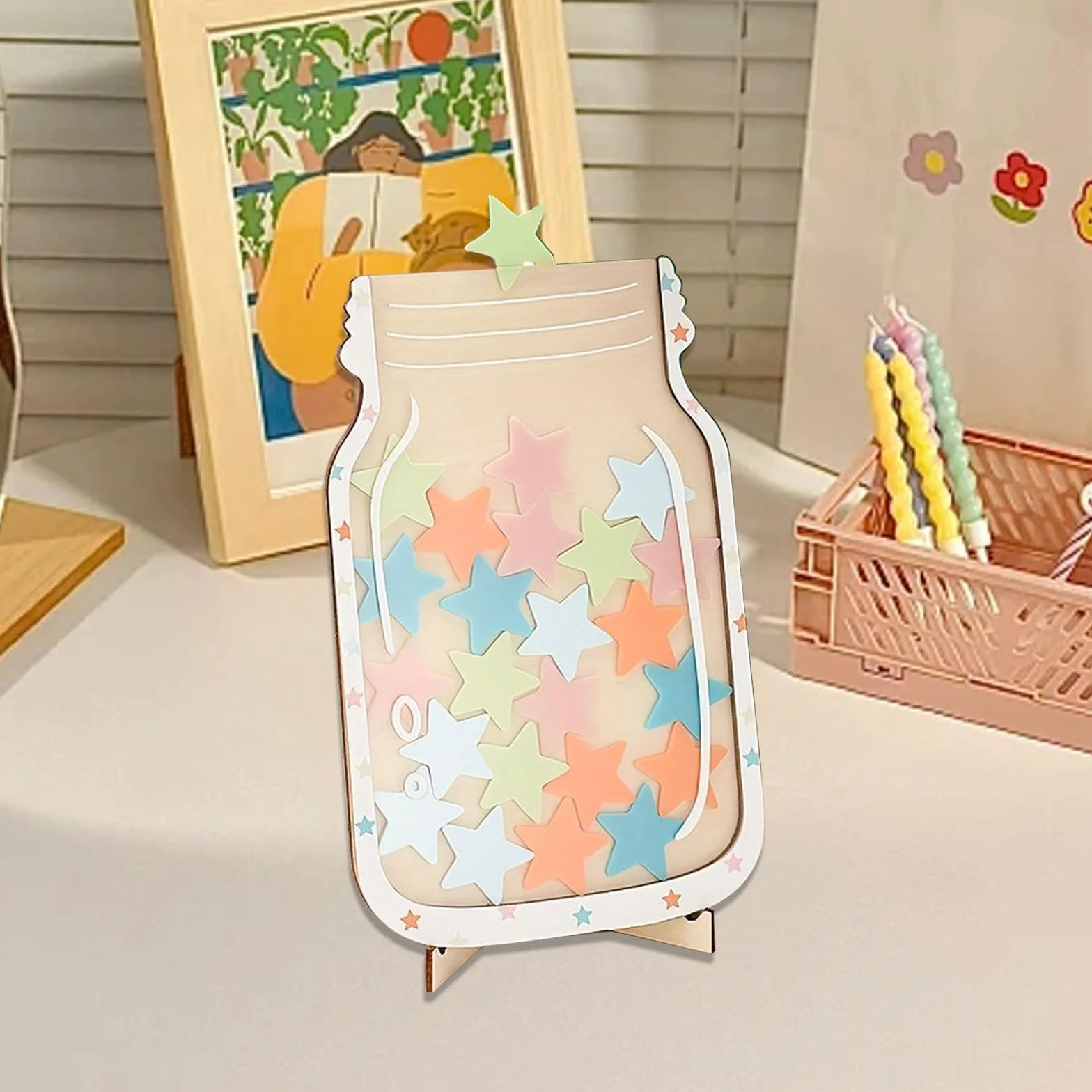 SSKHE Reward Jar with Star Tokens, Originality Reward Charts for Children Behaviour, motywacyjny słoik na prezent