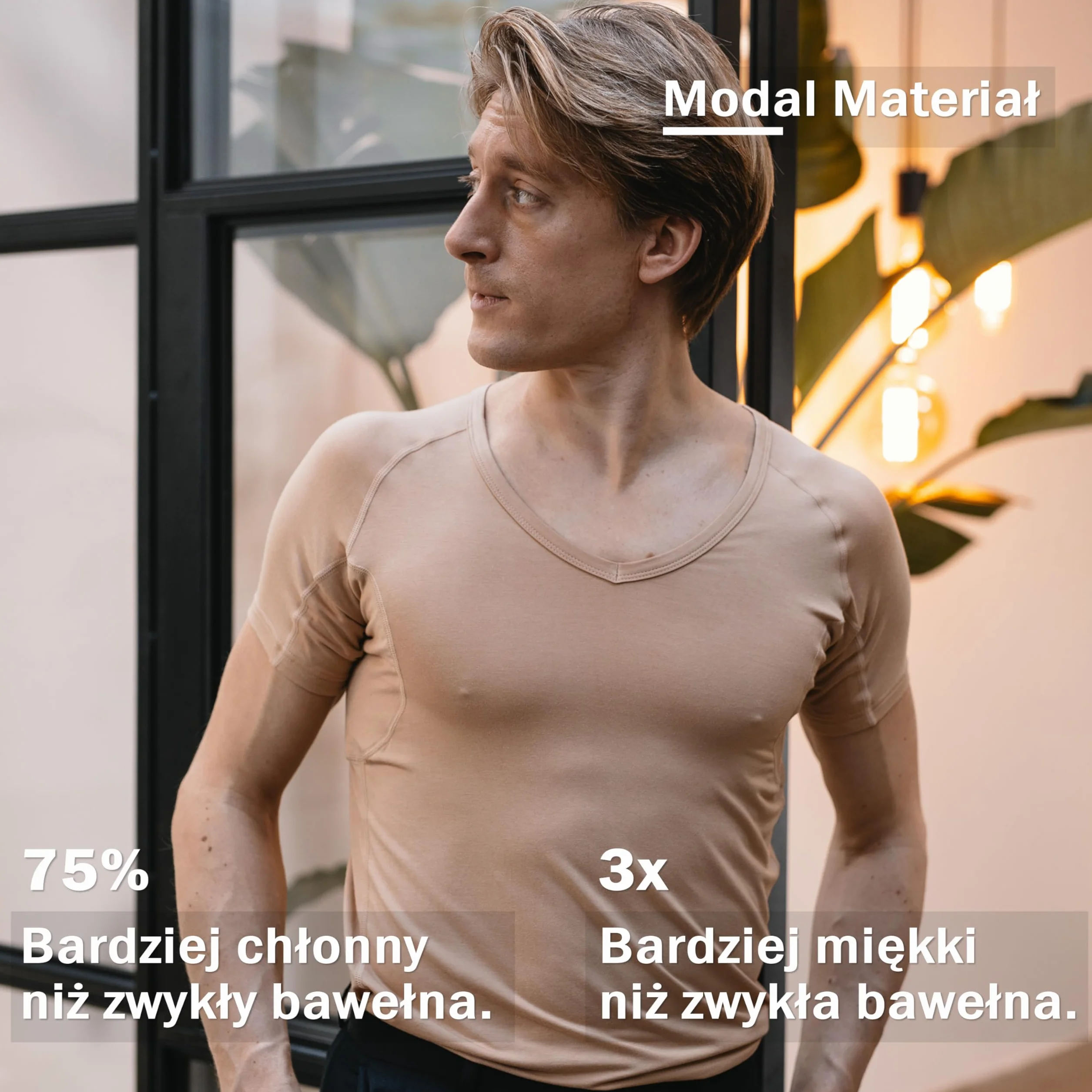 Anti Sweat Shirt - koszulka przeciw plamom potu - Anti Sweat Undershirt - z ArmPads PRO & Silver Treatment - męska - V-Neck
