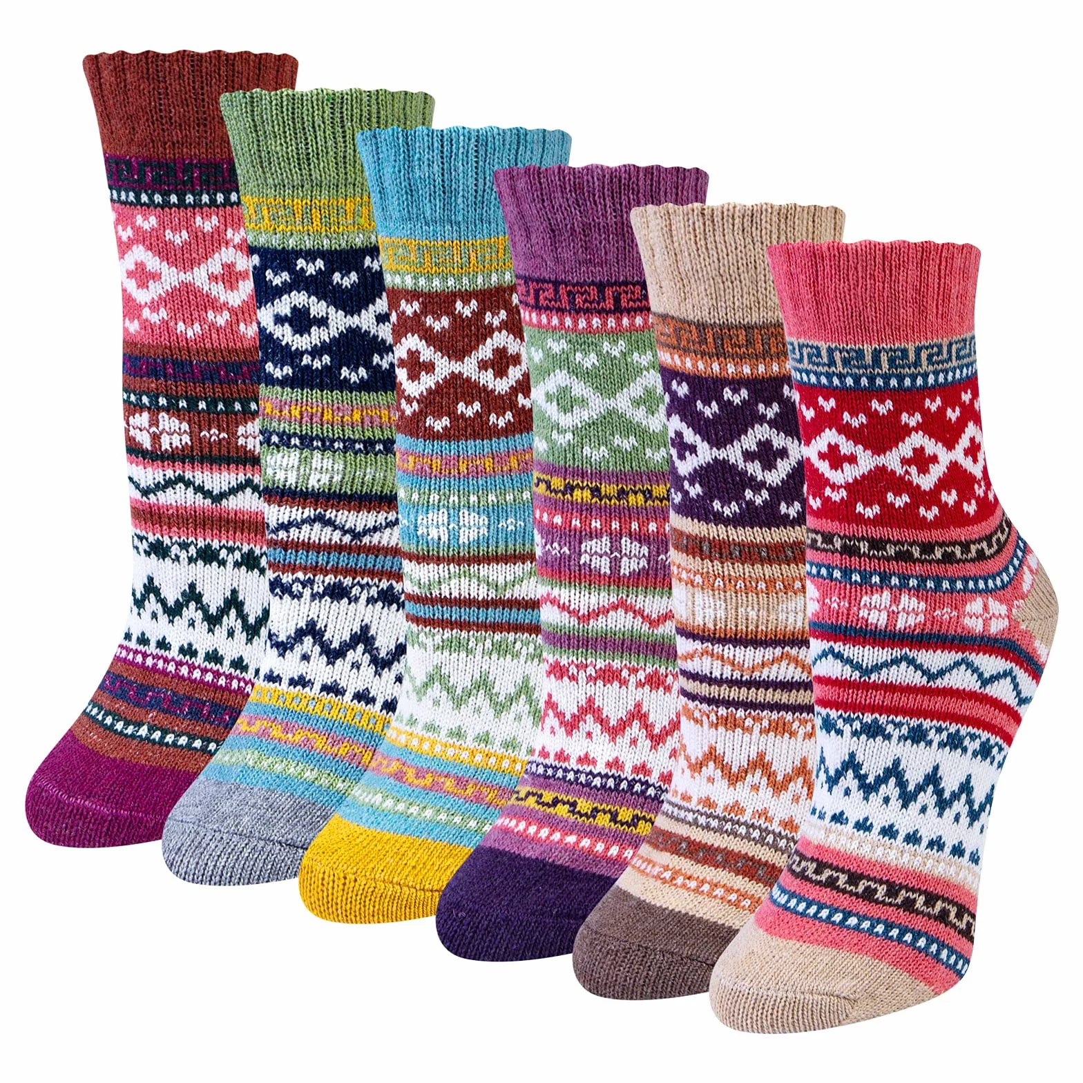 Chalier Cozy Zimowe skarpety damskie z wełny merynosów, termiczne, w stylu vintage, wełniane, grube, ciepłe, miękkie, oddychające bawełniane skarpety na wędrówki, trekking