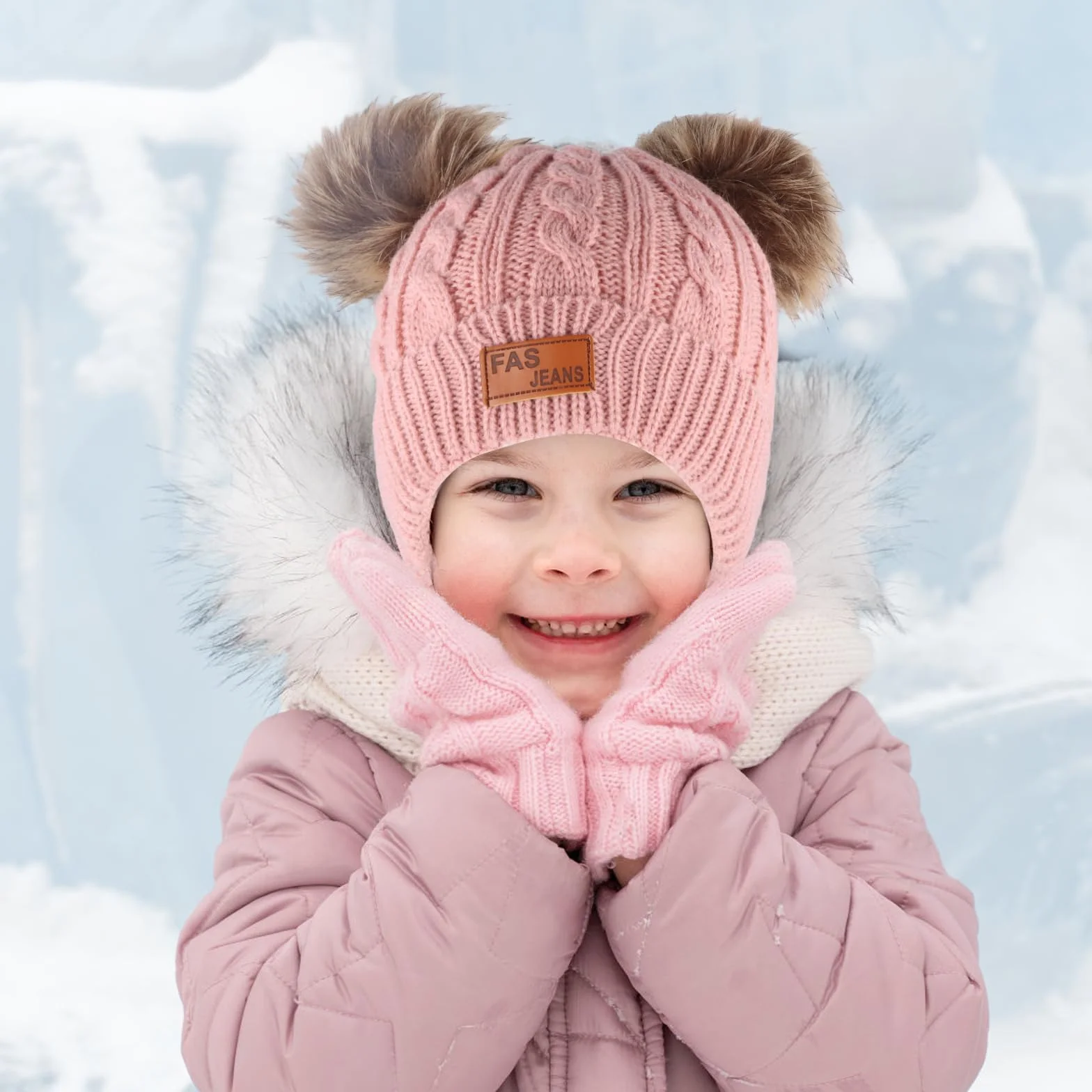 Zestaw 3 czapek, szalików, rękawiczek dla dzieci, czapka beanie, okrągły szal z podszewką polarową, ciepły zimowy zestaw dzianin, czapka szalik i rękawiczki dla chłopców, dziewcząt w wieku