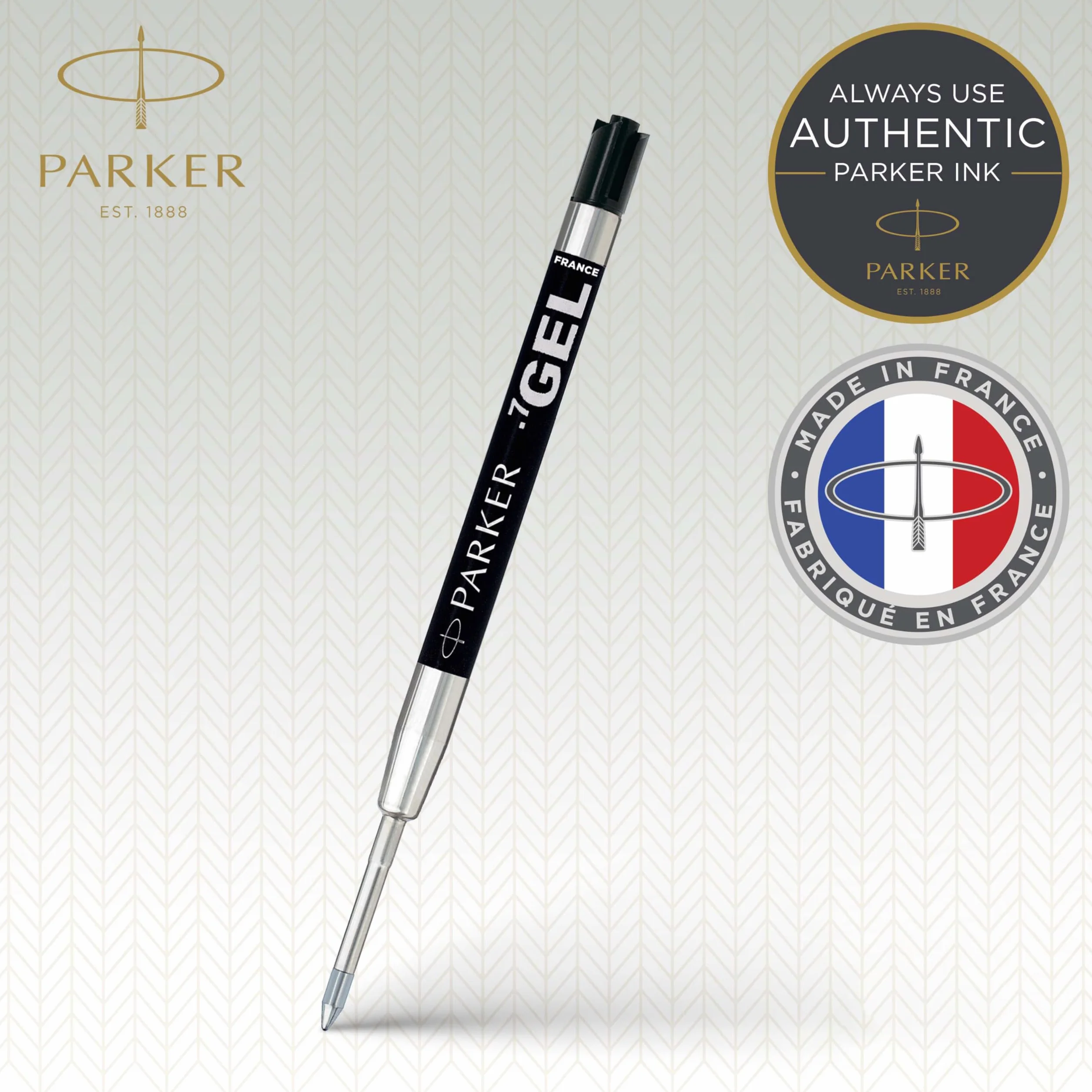 Parker Wkład do długopisu żelowego | średnia końcówka (0,7 mm) | czarny atrament QUINK | 1 liczba