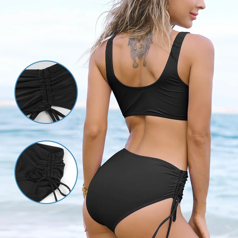 flintronic Damskie spodnie od bikini, wysokie stany, damskie szorty kąpielowe, majtki bikini, spodnie bikini, kontrola brzucha, na lato