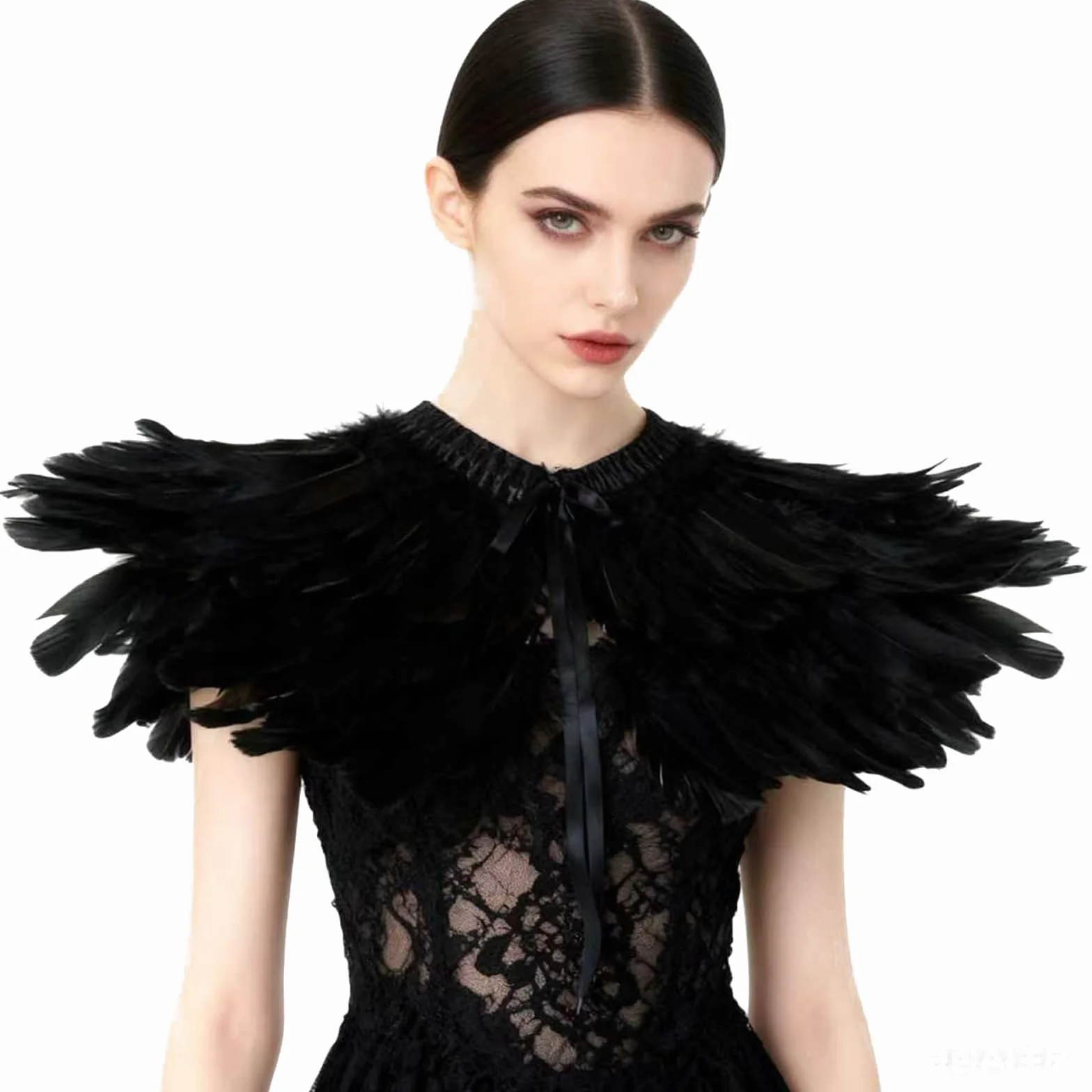 keland Gotycka peleryna z piórami szal na Halloween cosplay