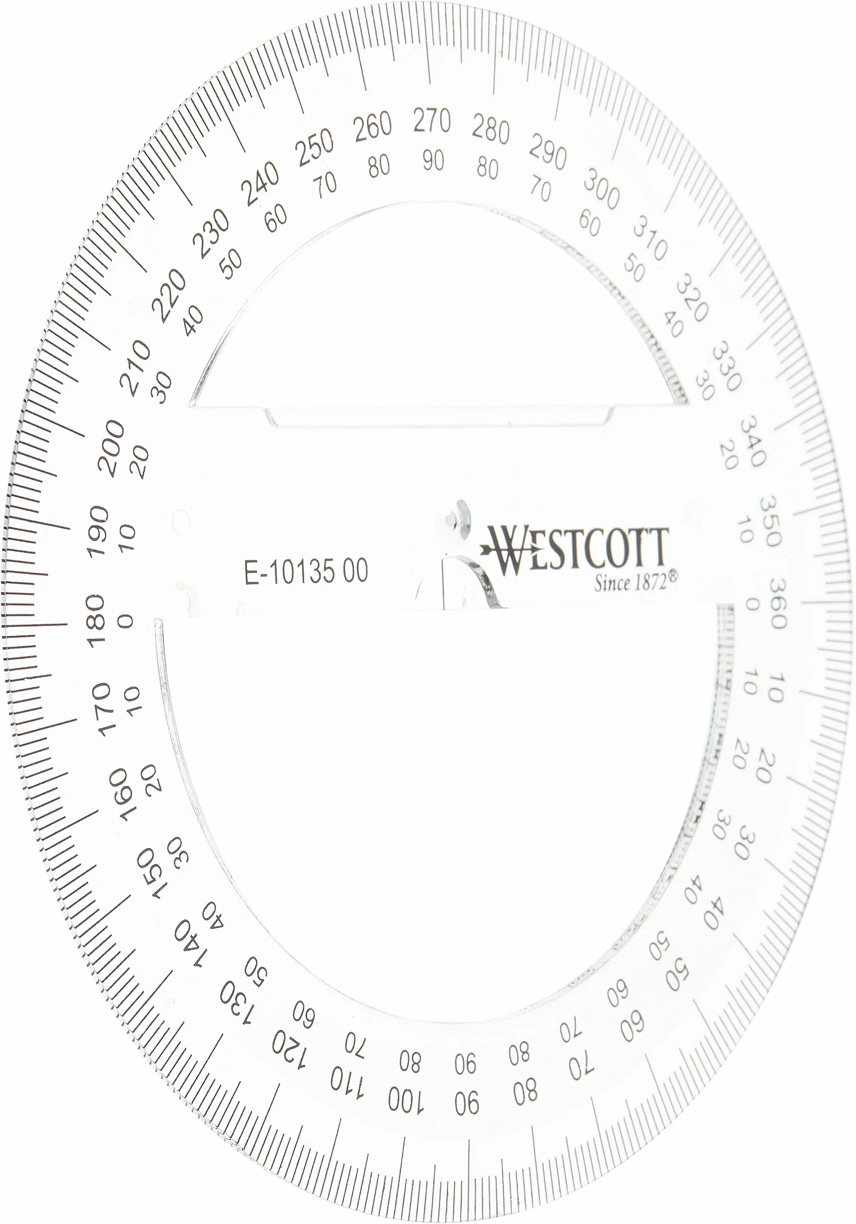 Westcott E-10135 00 kątomierz z tworzywa sztucznego, 10 cm, przezroczysty