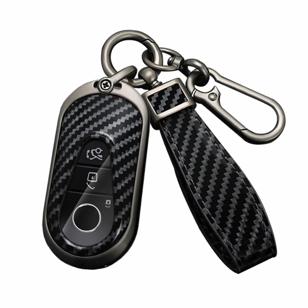 Keyless etui na kluczyki samochodowe pasuje do Benz klasy C W206, etui ochronne z włókna węglowego, etui na klucze do Mercedesa klasy S W223, S450, C200, S350L, do Maybach S480, S580, z hakiem