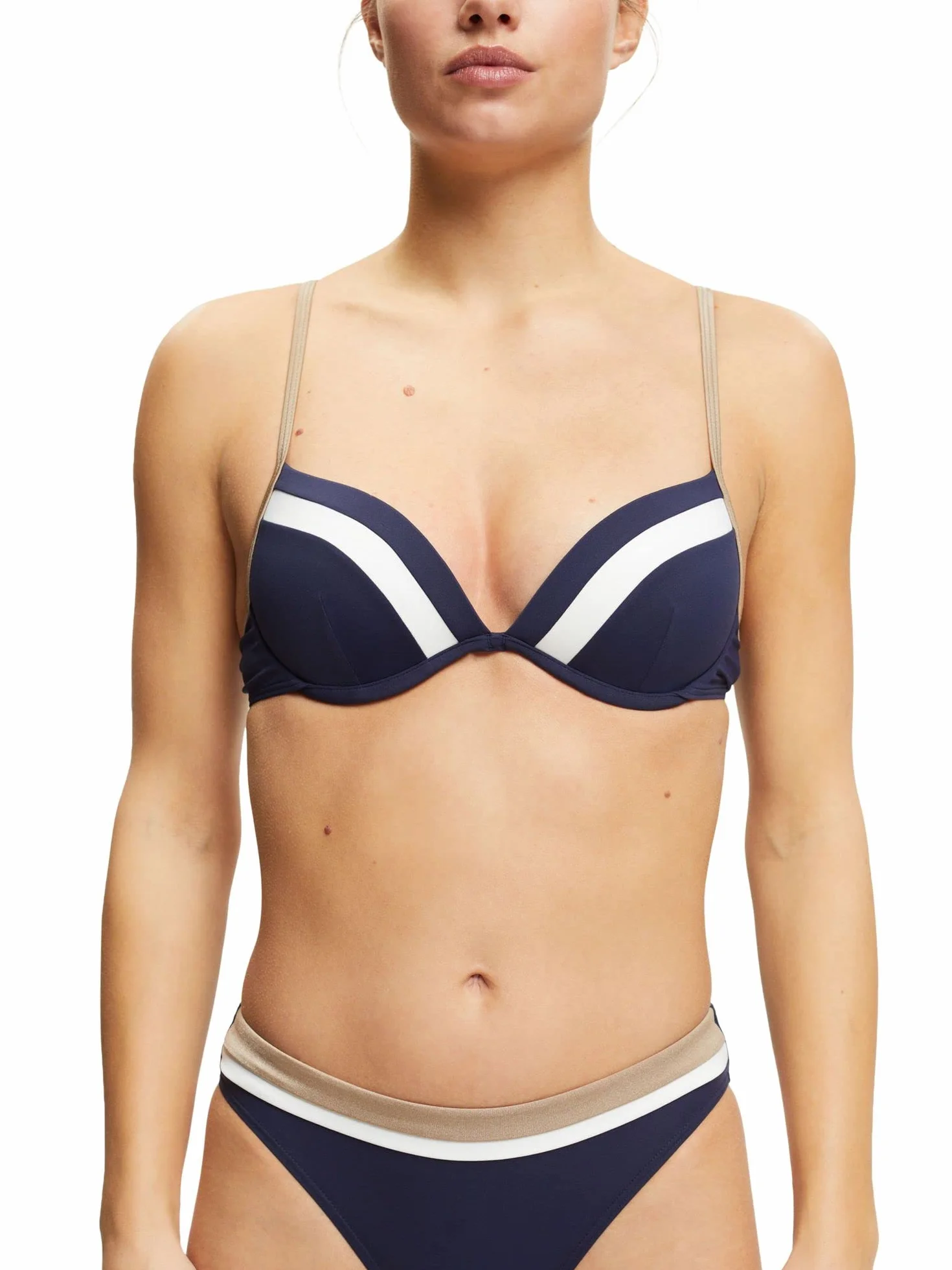 ESPRIT Damskie body Tayrona Beach RCS pad.Plunge Bikini, granatowe, 42B, grantowy
