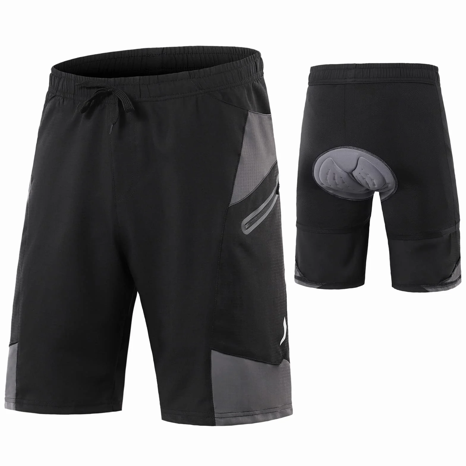 Męskie spodenki rowerowe Luźny krój MTB wodoodporne rower górski spodenki na zamek błyskawiczny kieszenie MTB spodenki rowerowe do jazdy na rowerze biegania treningu(Size:L,Color:Czarny)