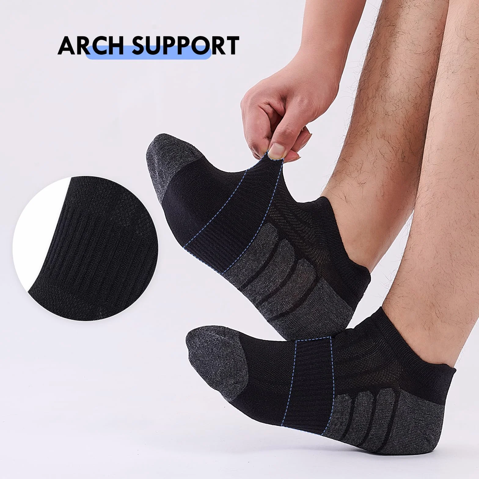 Sneaker Skarpety Męskie Damskie, Oddychające i Wygodne Bawełniane Skarpety Sportowe ze Wsparciem Łuku, Idealny do Biegania, Treningu, Noszenia na co Dzień, 10 Paar