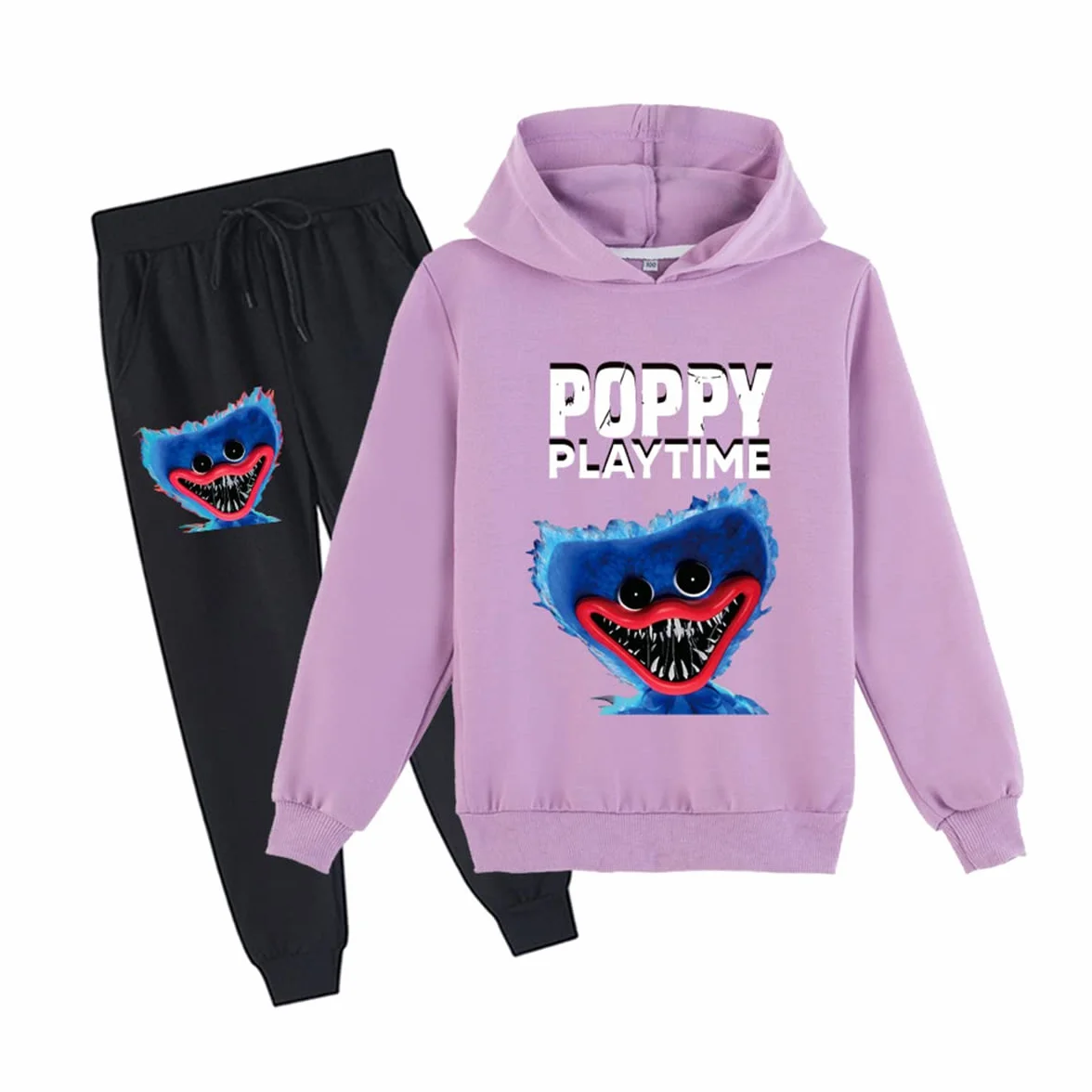 Poppy Playtime Huggy Wuggys Kids 2-częściowy zestaw bluzy z kapturem i spodnie dresowe na co dzień dres bluza zestaw dla chłopców dziewcząt