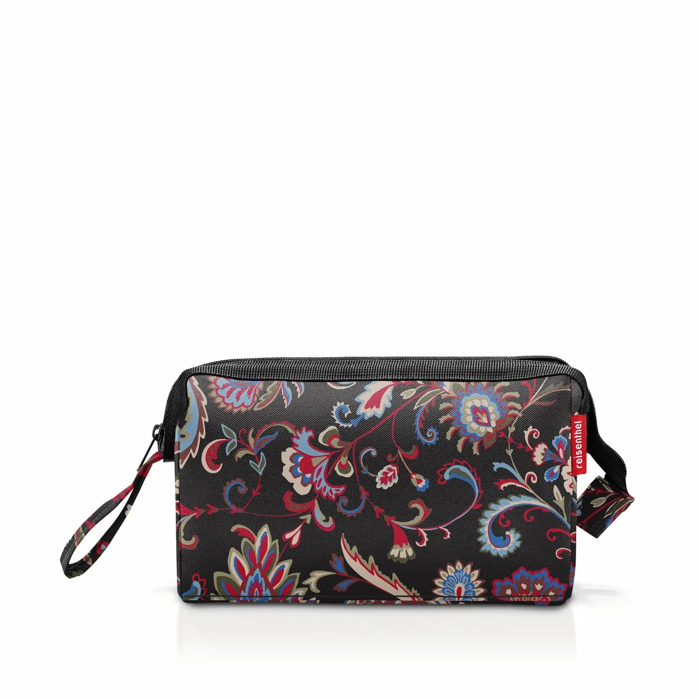 reisenthel Travelcosmetic paisley black – mocna, wytrzymała i praktyczna podróżna kosmetyczka, pasek na rękę, wodoodporny materiał, Paisley Black, 26 x 18 x 13,5 cm, Kosmetyka podróżna