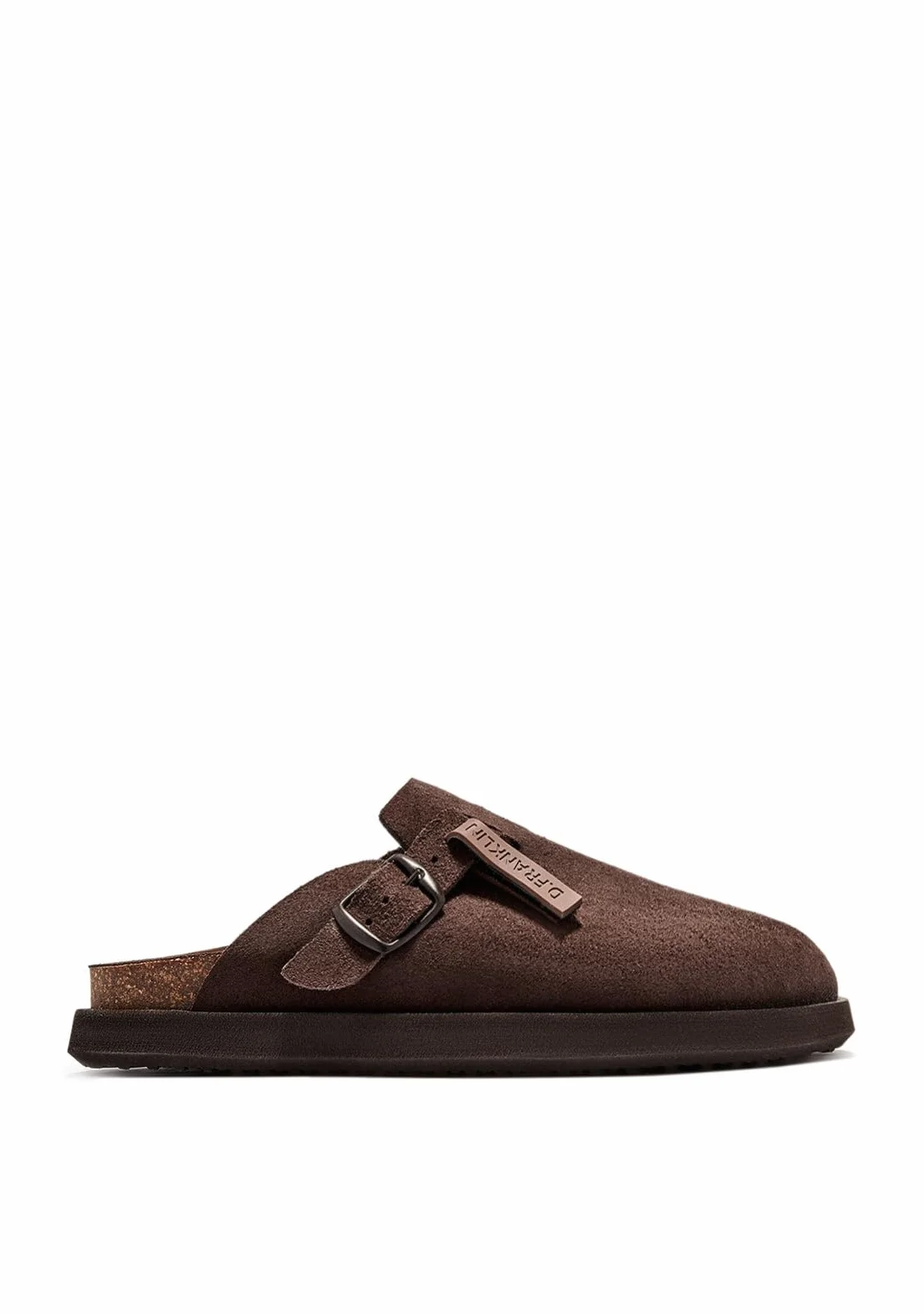 D. Franklin Drewniaki unisex z klamrą w kolorze czekoladowego brązu Vibe Clog - Wygodne, płaskie sportowe sandały na lato - Rozmiar (44)