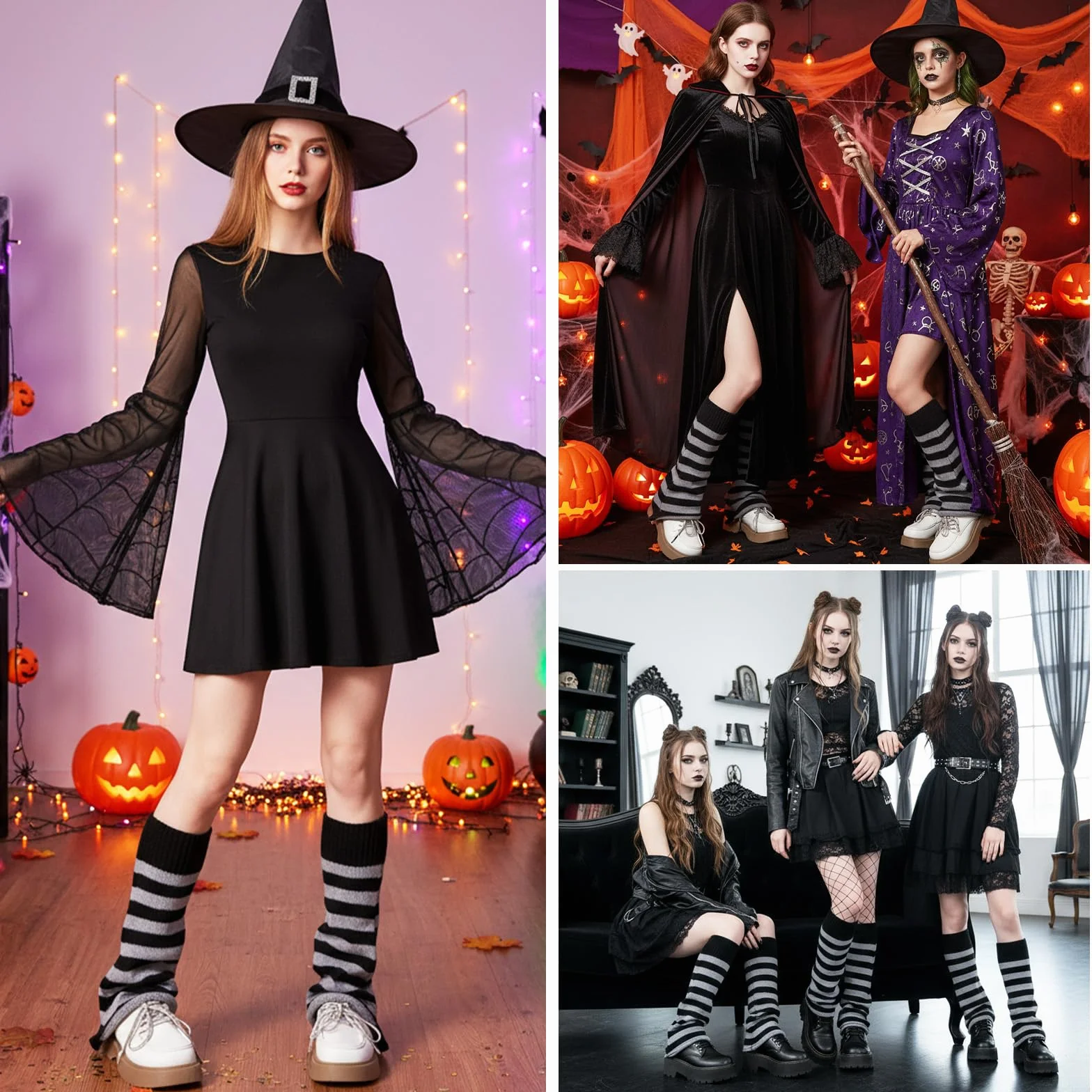1 para Y2k Kawaii ocieplaczy damskich, zimowe ocieplacze na nogi, japońskie ocieplacze na nogi, czarno-białe dziane legwarmers, do wszystkich rodzajów butów