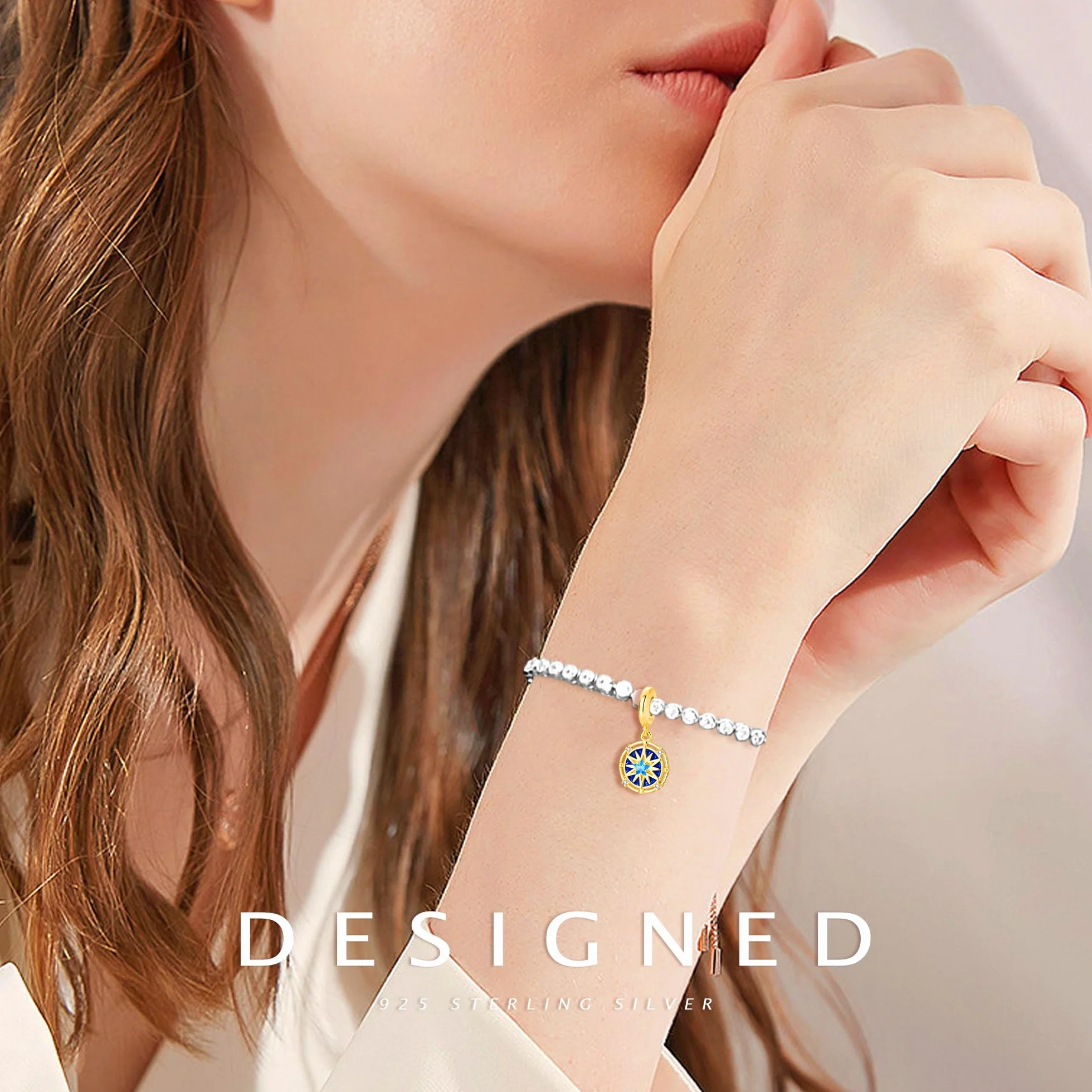 Zawieszka charms ze srebra próby 925, niebieski, księżyc, gwiazdy, słońce, krzyż, pierś, , Maria, Boho, koraliki, biżuteria do bransoletki, urocza bransoletka dla kobiet, dorosłych