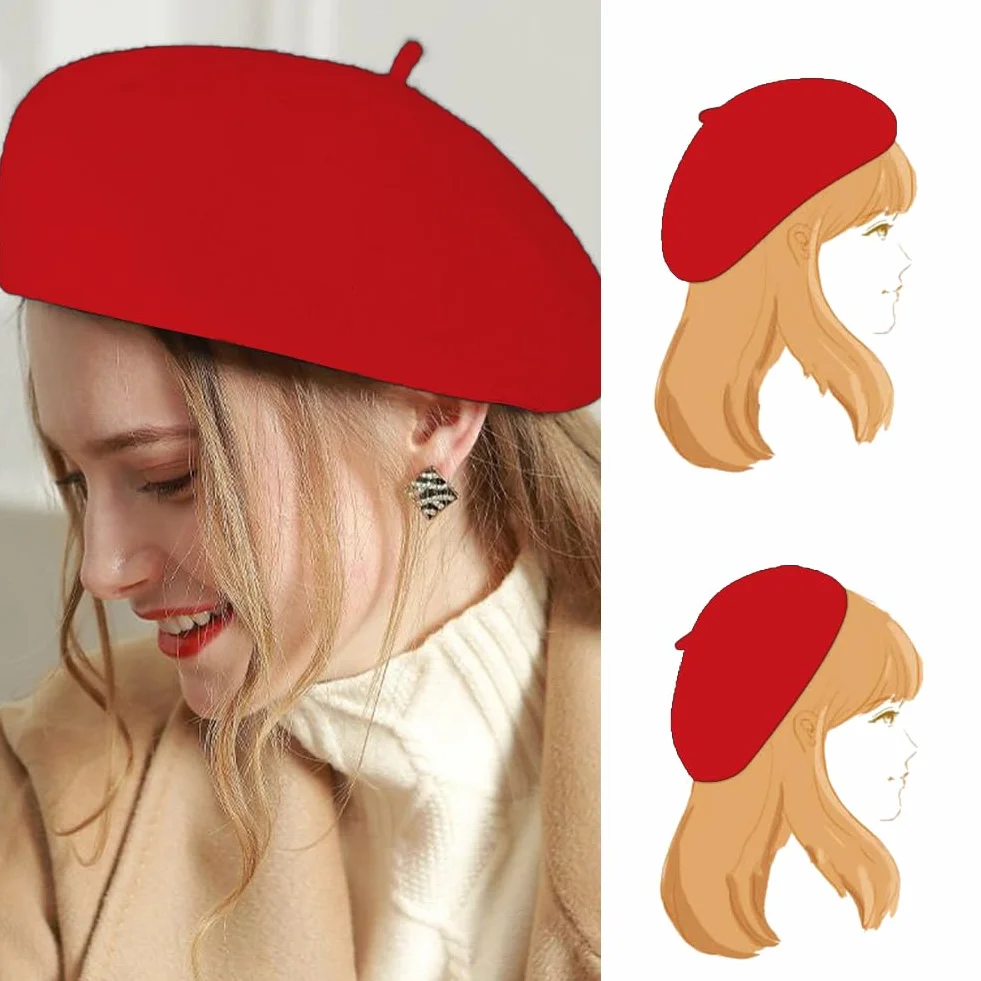 Wełniany Beret Klasyczny Francuski Damski Beret Artystyczny Damski Artystyczny Kapelusz Paryski Nowoczesny Kapelusz Malarski