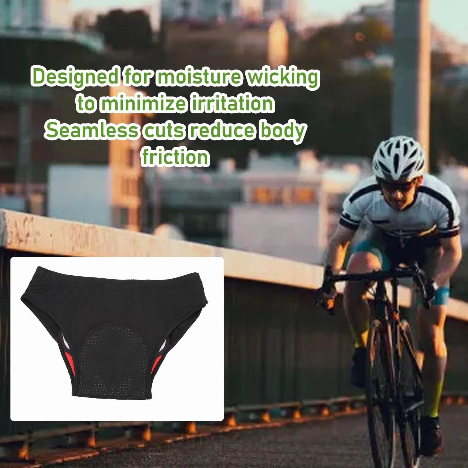 Męska Bielizna Rowerowa, Trójkątna Bielizna Spodenki Rowerowe Bielizna Szybkoschnące Spodenki Rowerowe Bielizna Majtki Rowerowe z Zagęszczonymi Podkładkami Silikonowymi do Jazdy