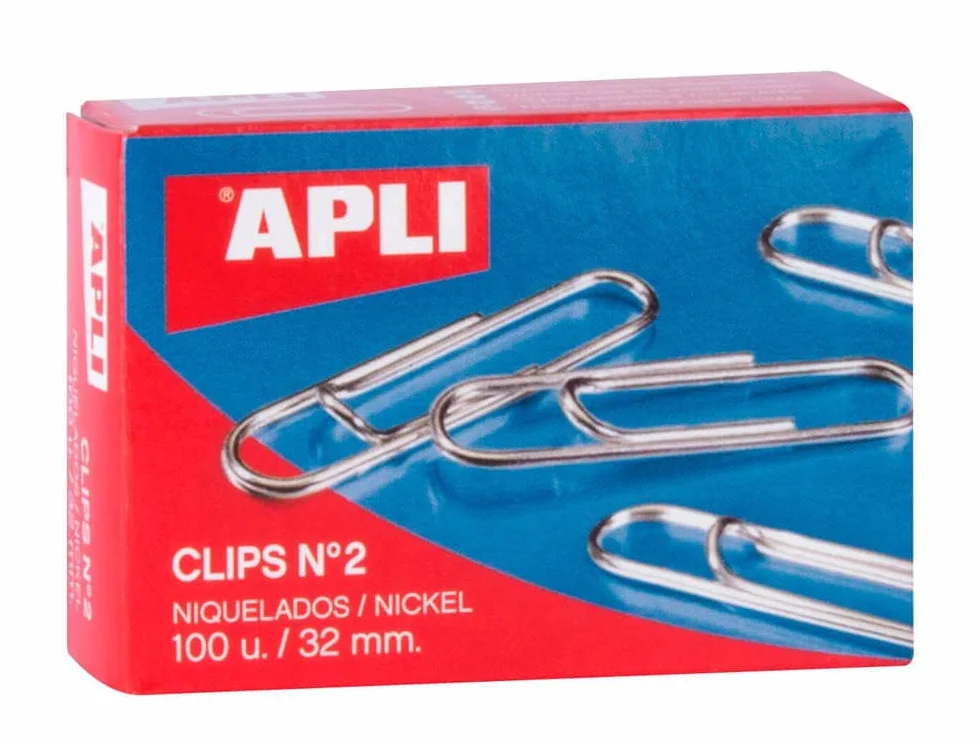 APLI Papier – klipsy kartonowe niklowane N2 32 mm opakowanie 100 sztuk
