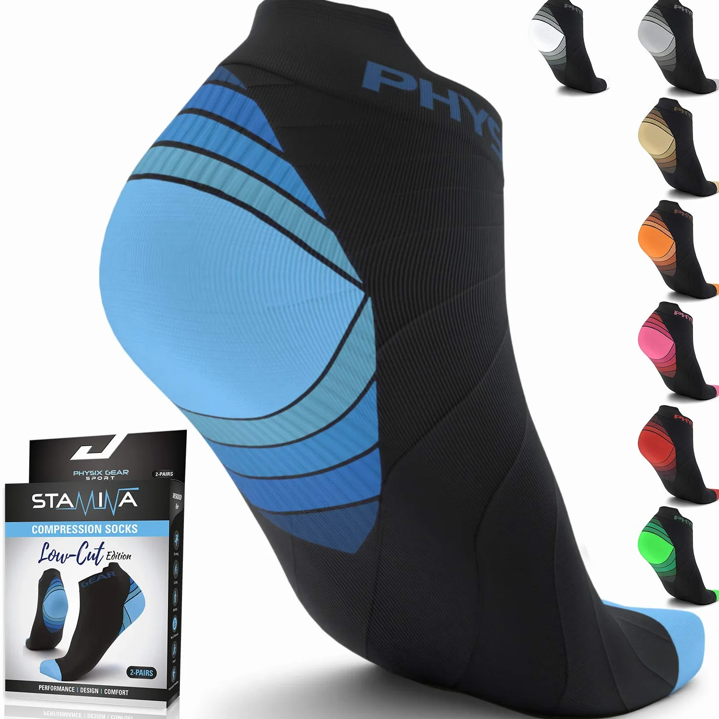 Physix Gear skarpety do biegania dla kobiet i mężczyzn, skarpety kompresyjne do podróży samolotem, alternatywa dla skarpet podtrzymujących, skarpety regeneracyjne, skarpety sportowe