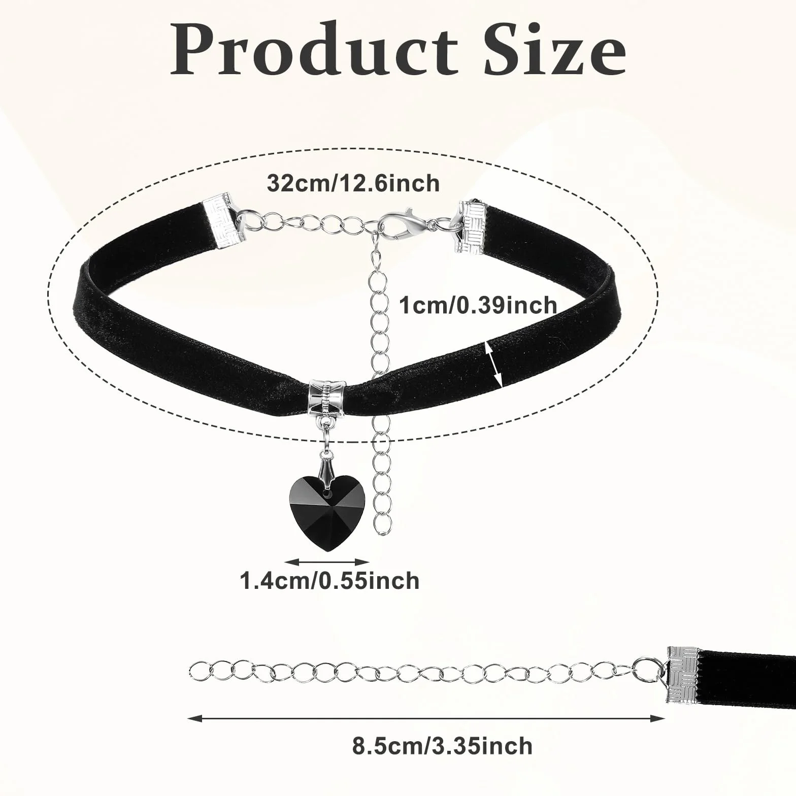 Mabor Czarny choker naszyjniki dla kobiety serce choker naszyjnik regulowany czarny aksamitny choker dla kobiet dziewcząt gotycki kołnierz łańcuszek miłość miękki Y2k estetyczny naszyjnik, flanela,