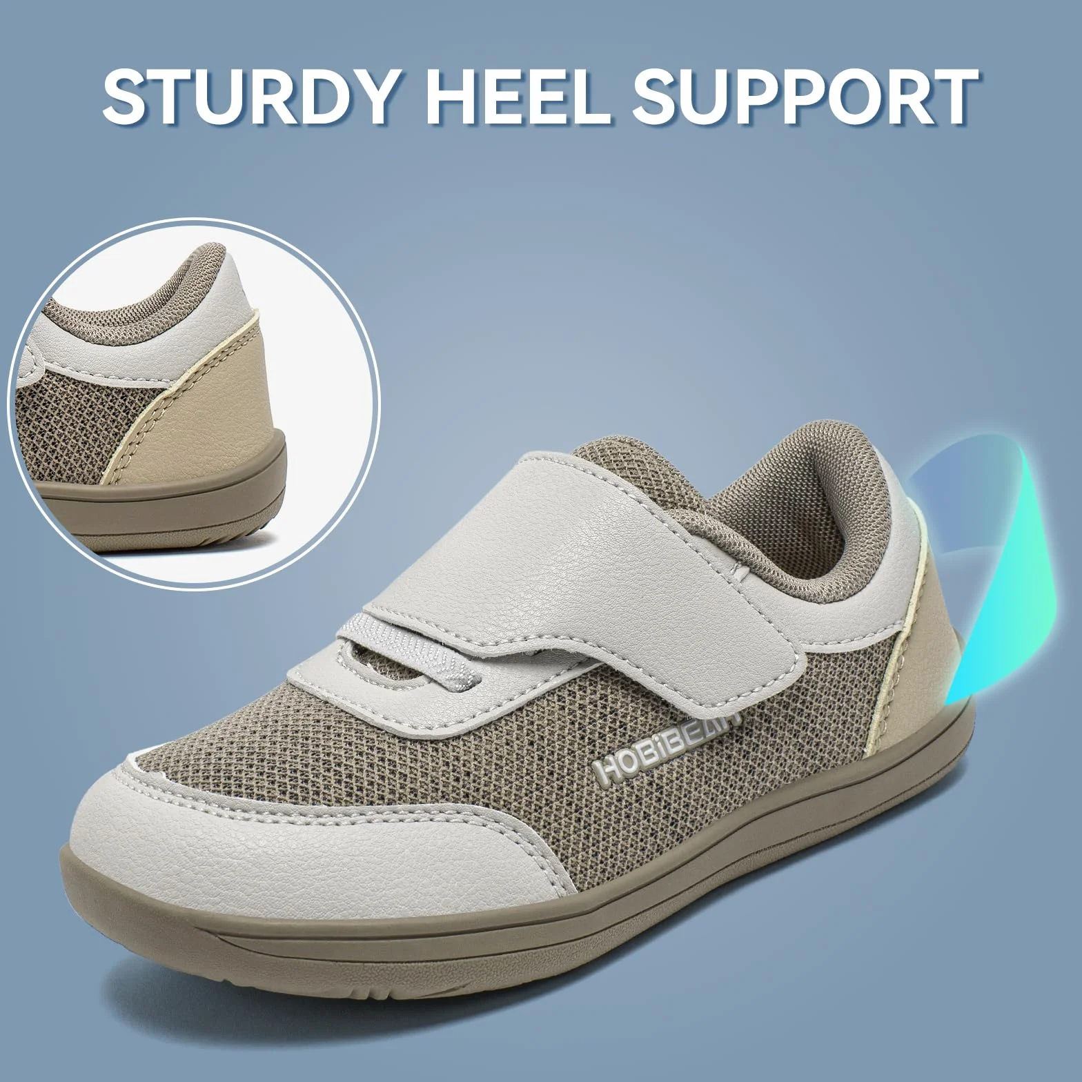 HOBIBEAR Dziecięce buty do chodzenia boso, szerokie trampki, dla chłopców i dziewczynek, oddychające, antypoślizgowe, minimalistyczne buty do chodzenia z zapięciem na rzepy, wygodne buty do chodzenia