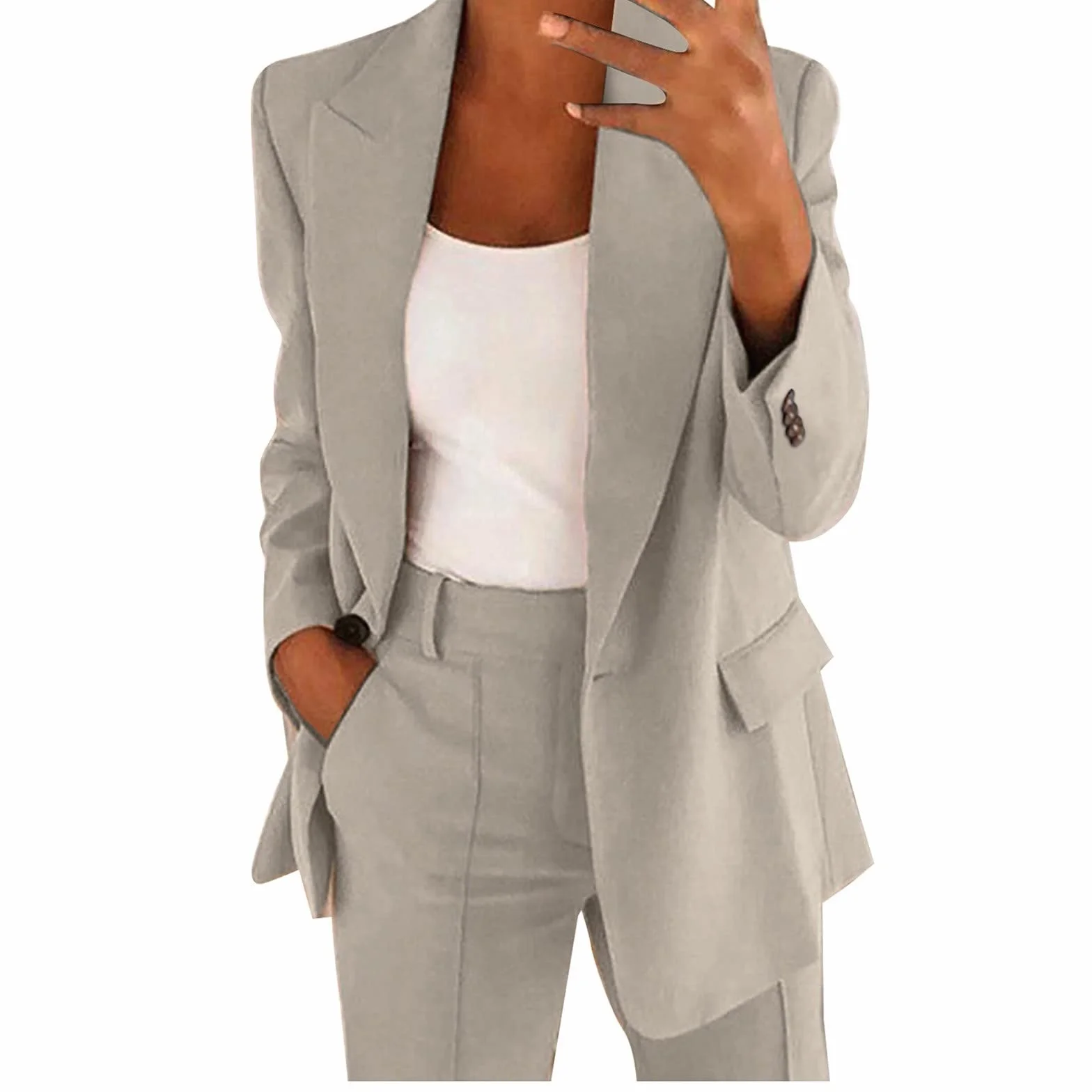 Damskie spodnie, elegancki garnitur biznesowy, zestaw dużych rozmiarów, klapy do biura, blezery, 2-częściowy garnitur slim fit, odświętny, sportowy strój uliczny