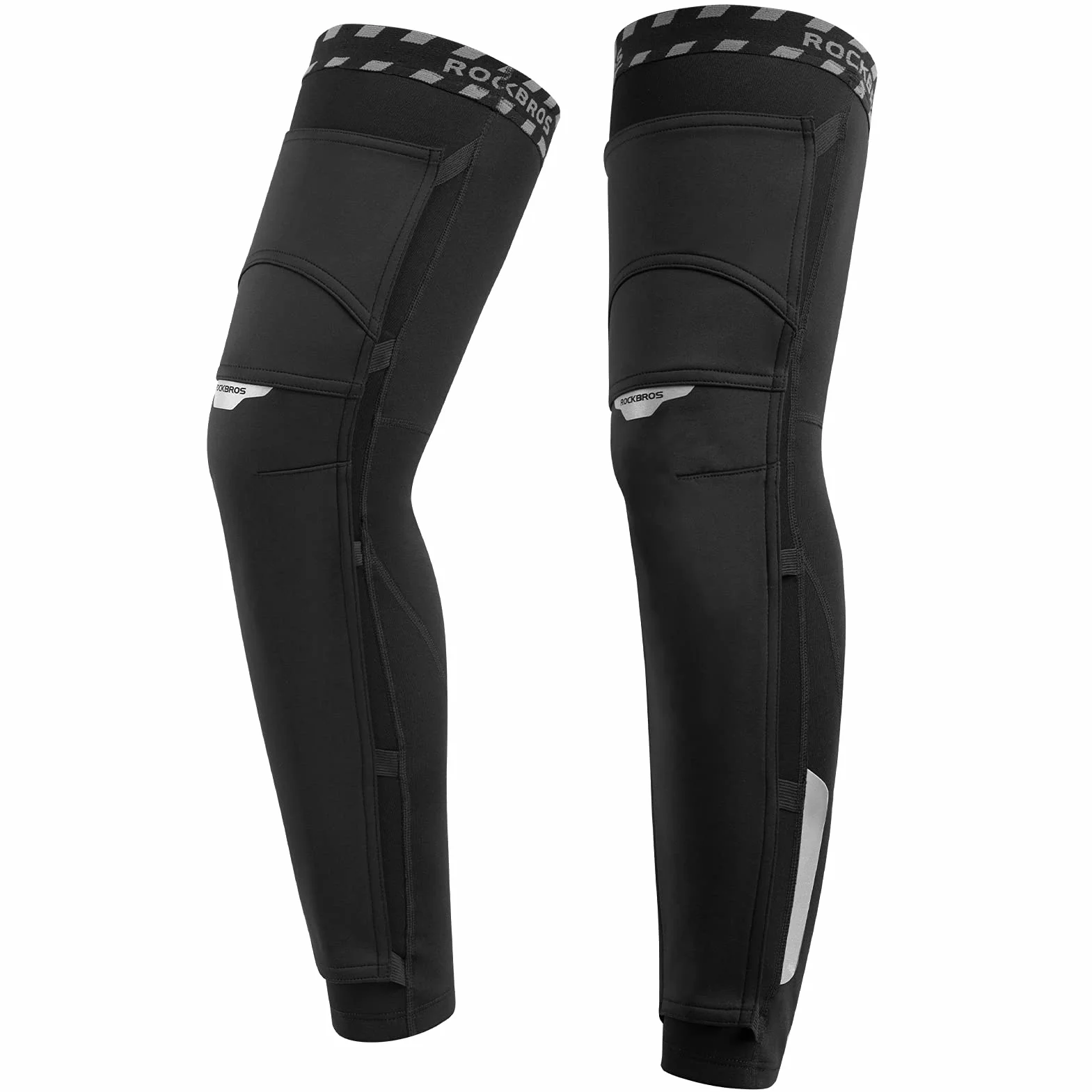 ROCKBROS Unisex Ocieplacze na Nogi, Ocieplacze na Nogi Dla Kobiet i Mężczyzn, Antypoślizgowa Ochrona Kolan, Kolarskie Ocieplacze Na Kolana, Para 1, Wiatroszczelne, Ciepłe S-4XL