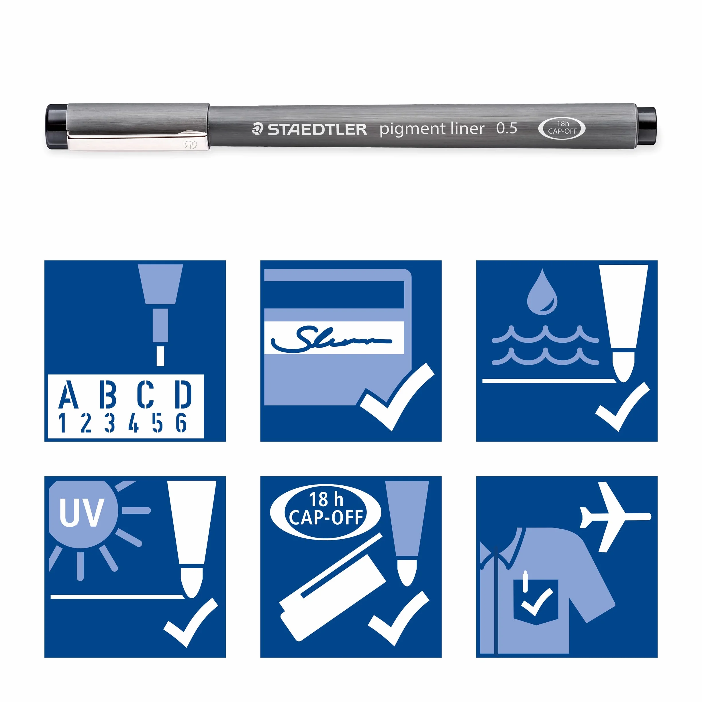 Staedtler 308 SB6P Zestaw Cienkopisów, Czarny, 6 sztuk