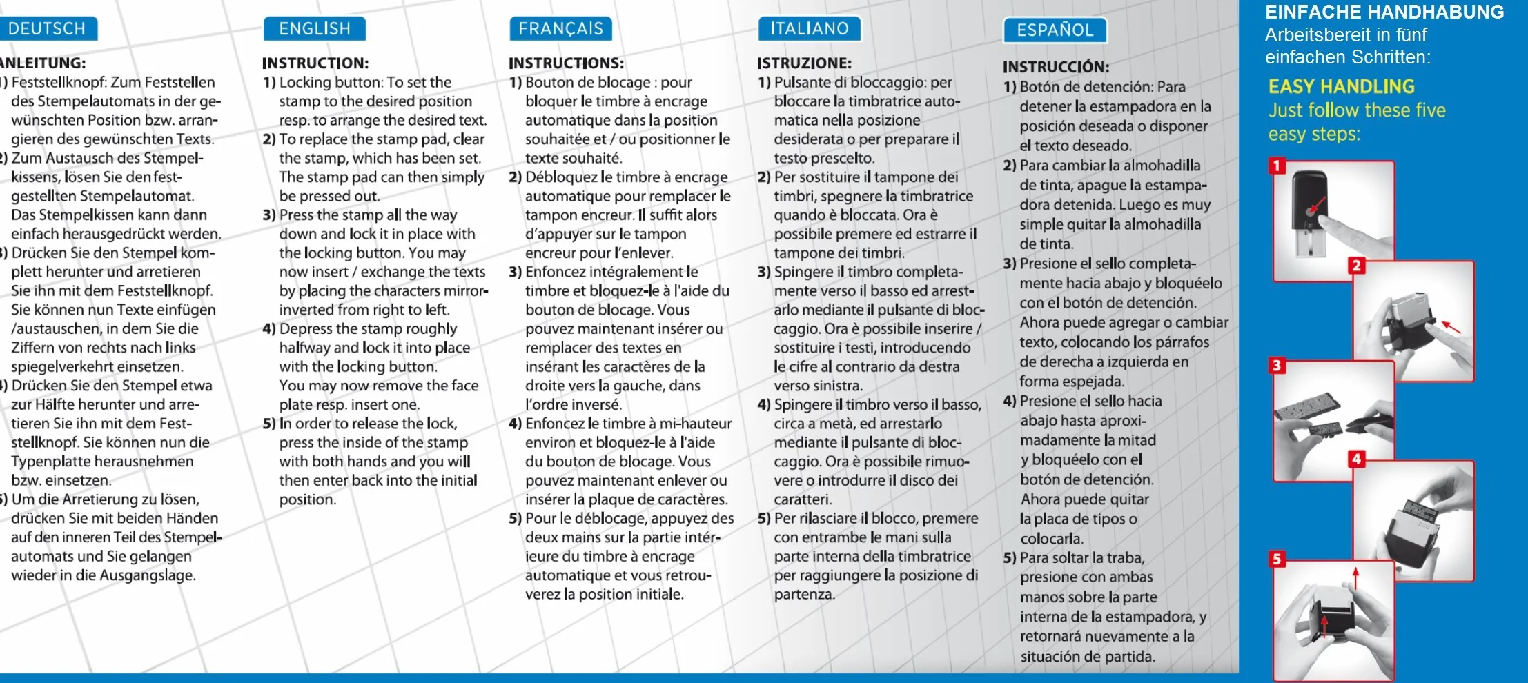 Genie S-884 Zestaw Stempli Samotuszujących (Do 5 Linii, Własny Projekt, w Tym Akcesoria, Poduszka Do Tuszu) Czarny / Srebrny