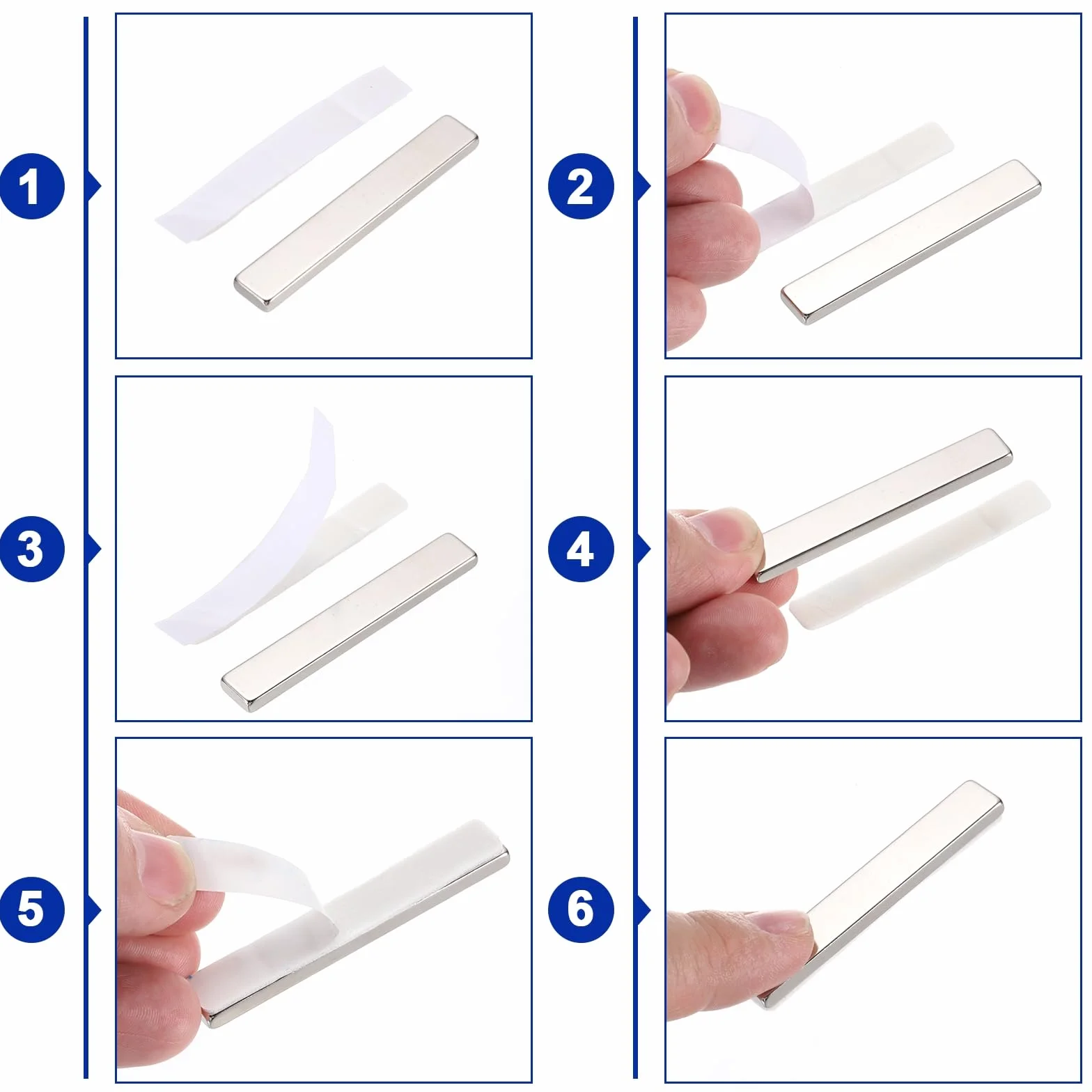 QUARKZMAN 6 sztuk prostokątnych magnesów biurowych bardzo mocne magnesy na tablice magnetyczne dekoracyjne magnesy do domu na lodówkę meble kuchenne rzemiosło mocne mocowanie (50 x 10 x 2 mm)