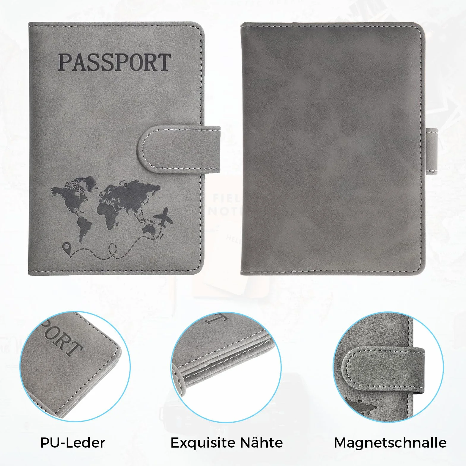Etui na paszport, etui na paszport z blokadą RFID, etui ochronne ze sztucznej skóry, etui na paszport dla kobiet/mężczyzn, na paszport, kartę pokładową, kartę SIM, dowód osobisty, kartę