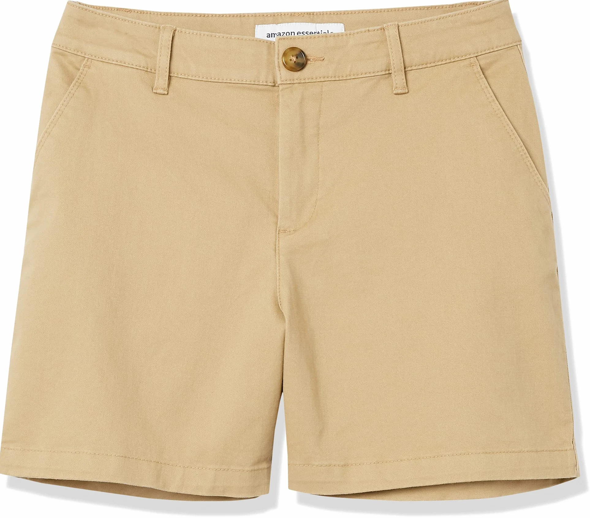 Amazon Essentials Damskie szorty o średnim wzroście slim fit 13 cm nogawki khaki (dostępne w prostych i krągłych krojach), khaki brązowy, 12