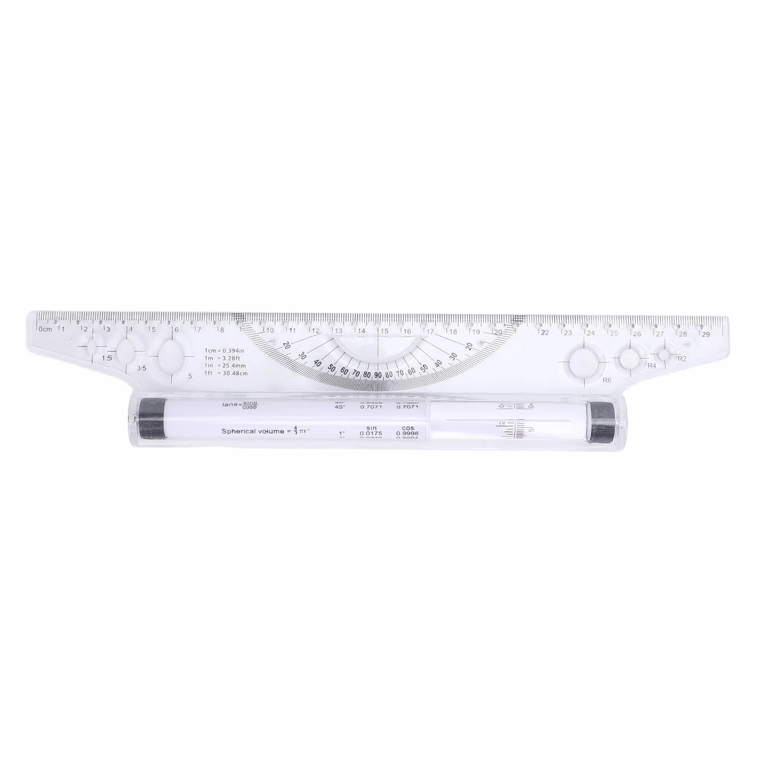 Linijka Szycia, Linijka Walcująca Linia Równoległa łuk Krzywa Rysunkowa Roller z Wbudowanym Kątomierzem Małym linijką do Pomiaru Biura Przygotowawczego (30cm)