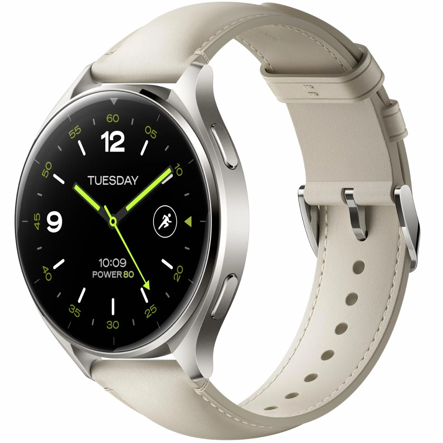 Xiaomi Watch 2 Titan Gray Case z białym skórzanym paskiem