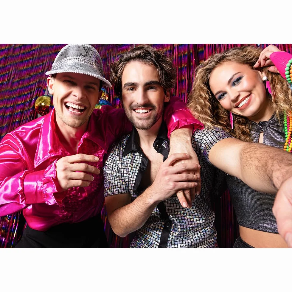 Boland - Koszula disco z falbanami, różowa, męska, fantazyjny strój, koszula imprezowa, Schlager move, lata 70-te, impreza tematyczna, karnawał