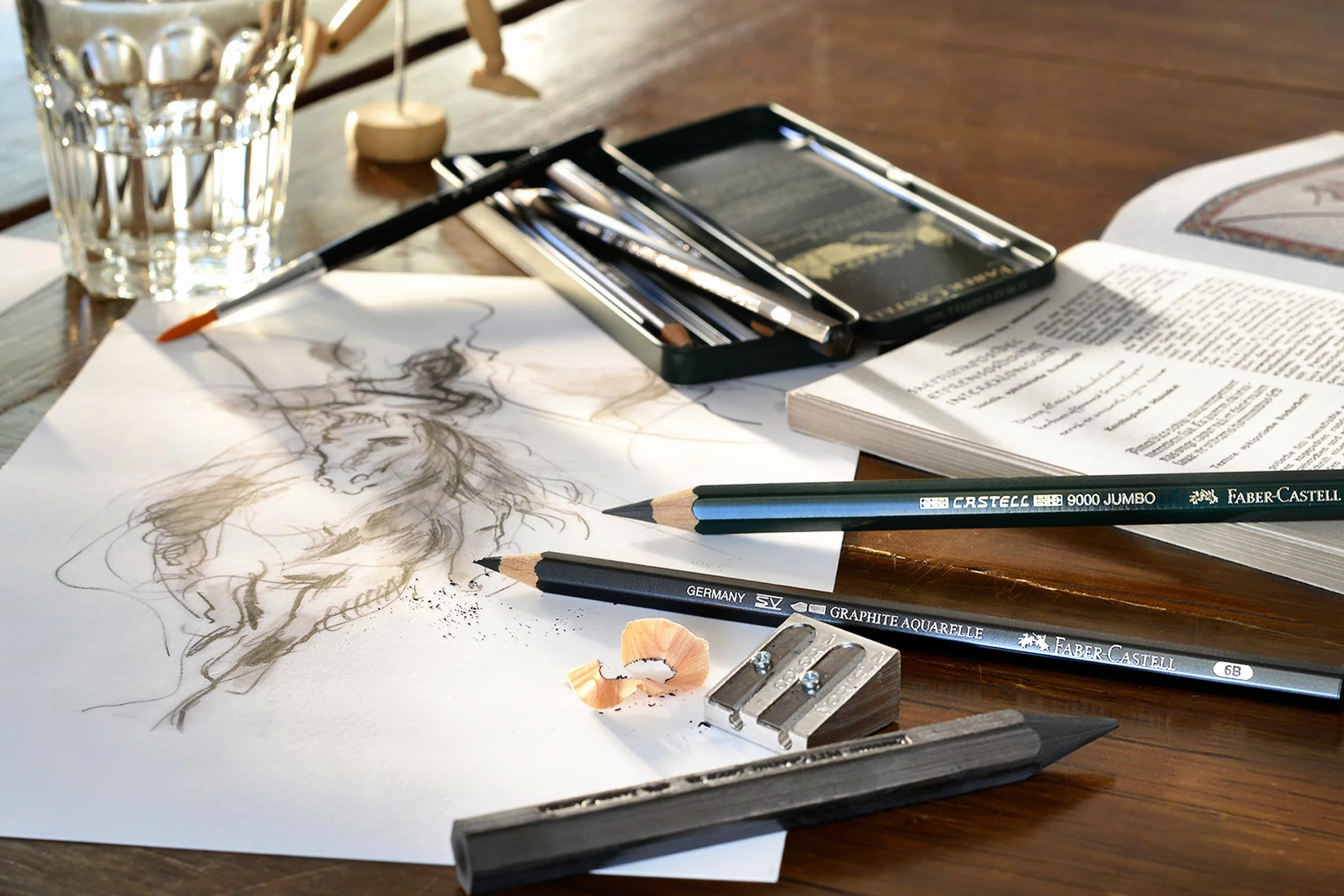 FABER-CASTELL 119397 – ołówki Jumbo CASTELL 9000, 5 ołówków HB, 2B, 4B, 6B, 8B