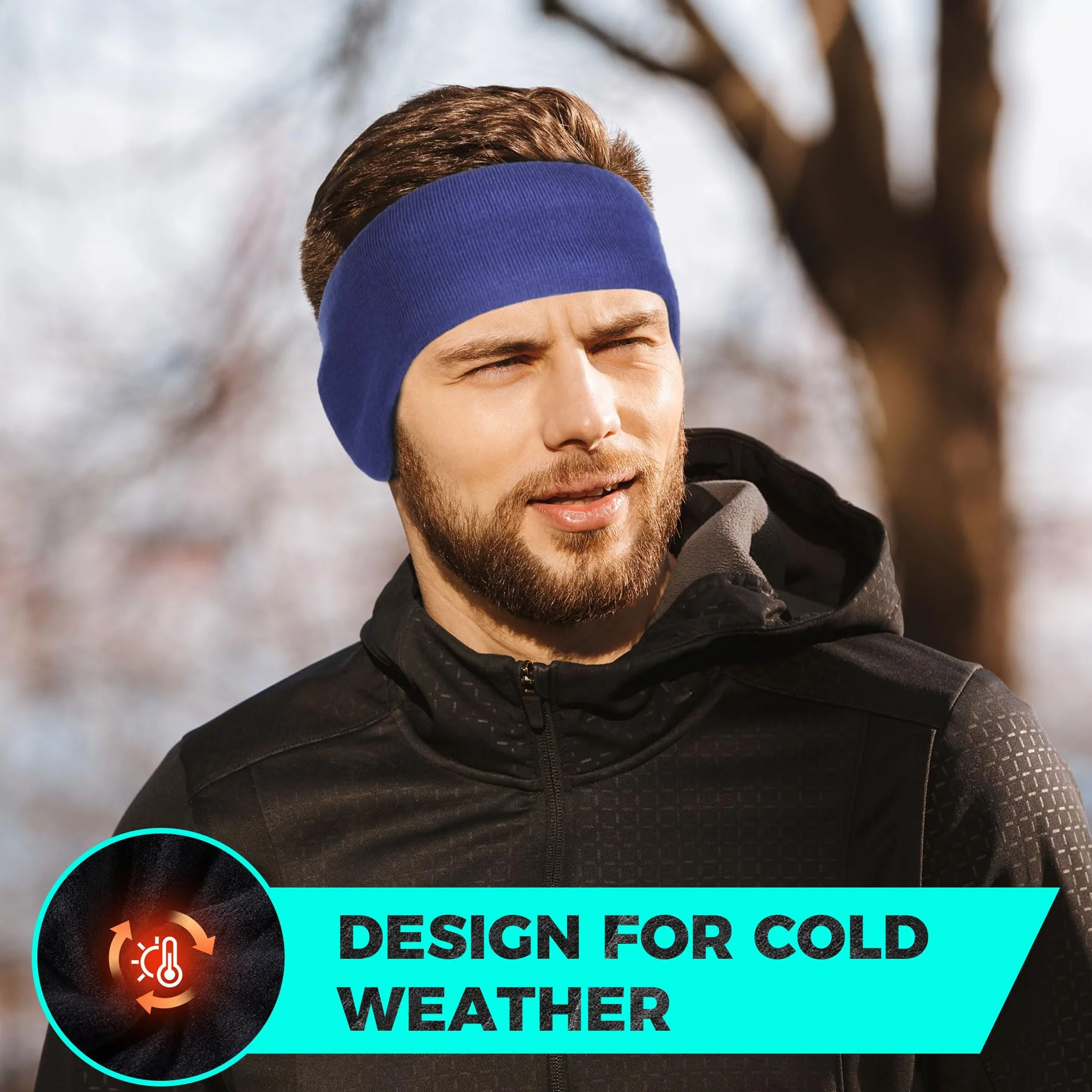 WTACTFUL Dwuwarstwowy polar Pro, ocieplacze na uszy nauszniki na zimną pogodę opaski na uszy dla mężczyzn kobiet narciarstwo bieganie jazda na rowerze