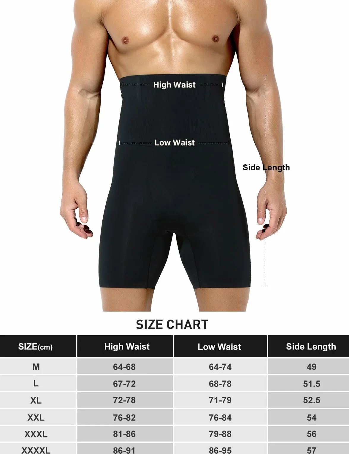 Casey Kevin Shapewear Boxerki wyszczuplające brzuch dla mężczyzn, body shaper, szorty kompresyjne, szorty wyszczuplające brzuch, spodnie męskie, bielizna męska, K1 - czarny, M