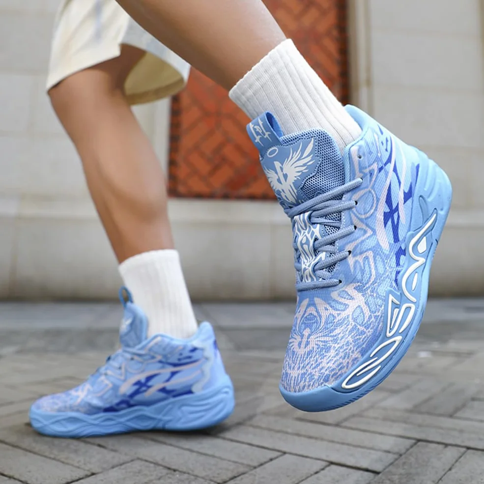 Męskie buty do koszykówki modne antypoślizgowe trampki i buty sportowe unisex lekka gumowa podeszwa zewnętrzna, oddychające, sportowe trampki młodzieżowe