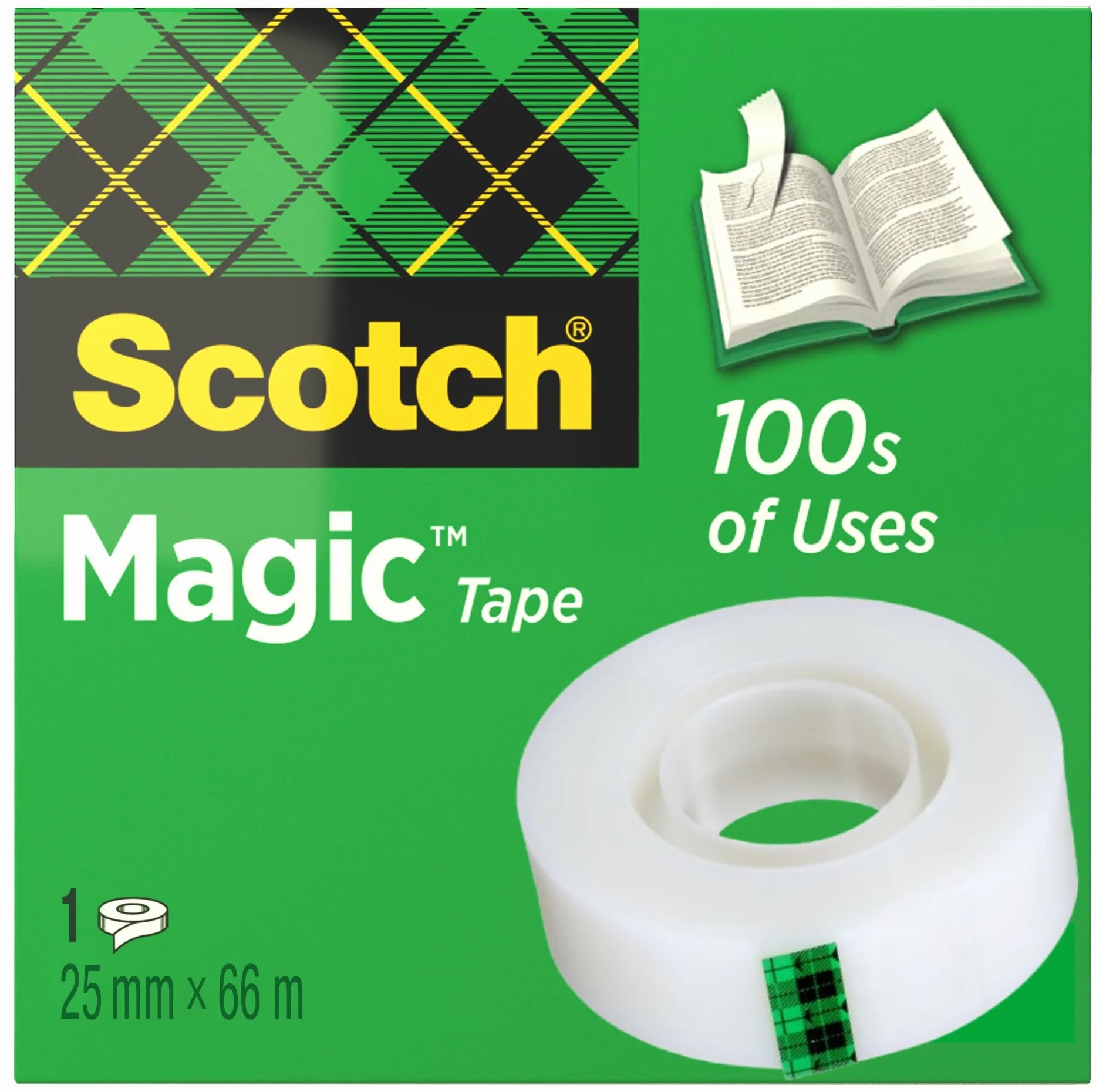 Scotch Magiczna taśma niewidoczna – rolka uzupełniająca – 25 mm x 66 m – taśma klejąca ogólnego przeznaczenia do naprawy dokumentów, etykietowania i uszczelniania