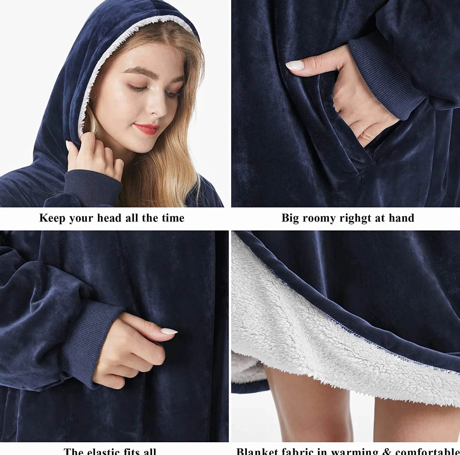 Sherpa bluza z kapturem oversize, super miękka, przytulna, ciepła, wygodna bluza z kapturem, na zimę, ogromna, przytulna bluza z kapturem, dla dorosłych, mężczyzn, kobiet, młodzieży