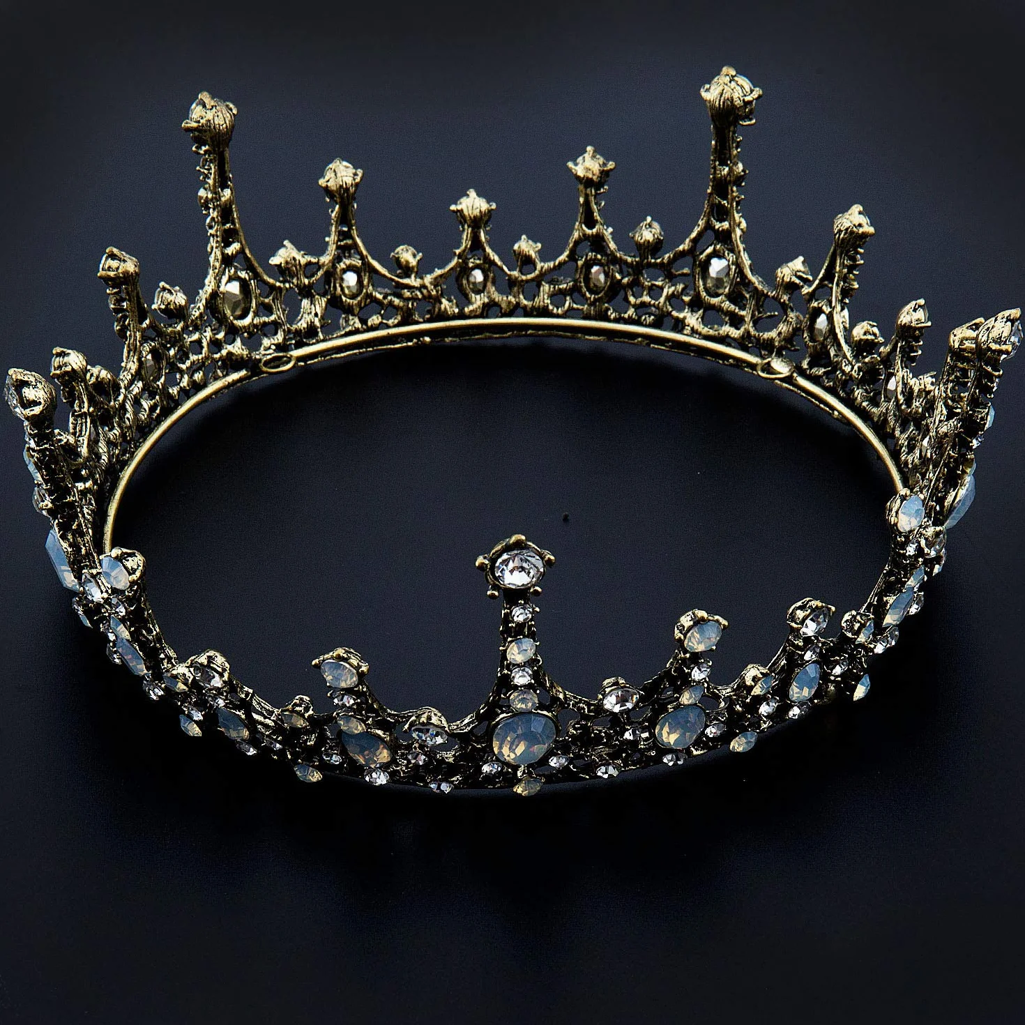 Czemo diadem księżniczki, tiara, z kryształkami Strass, barokowa korona królowej, na wesele, uroczystości, przyjęcia