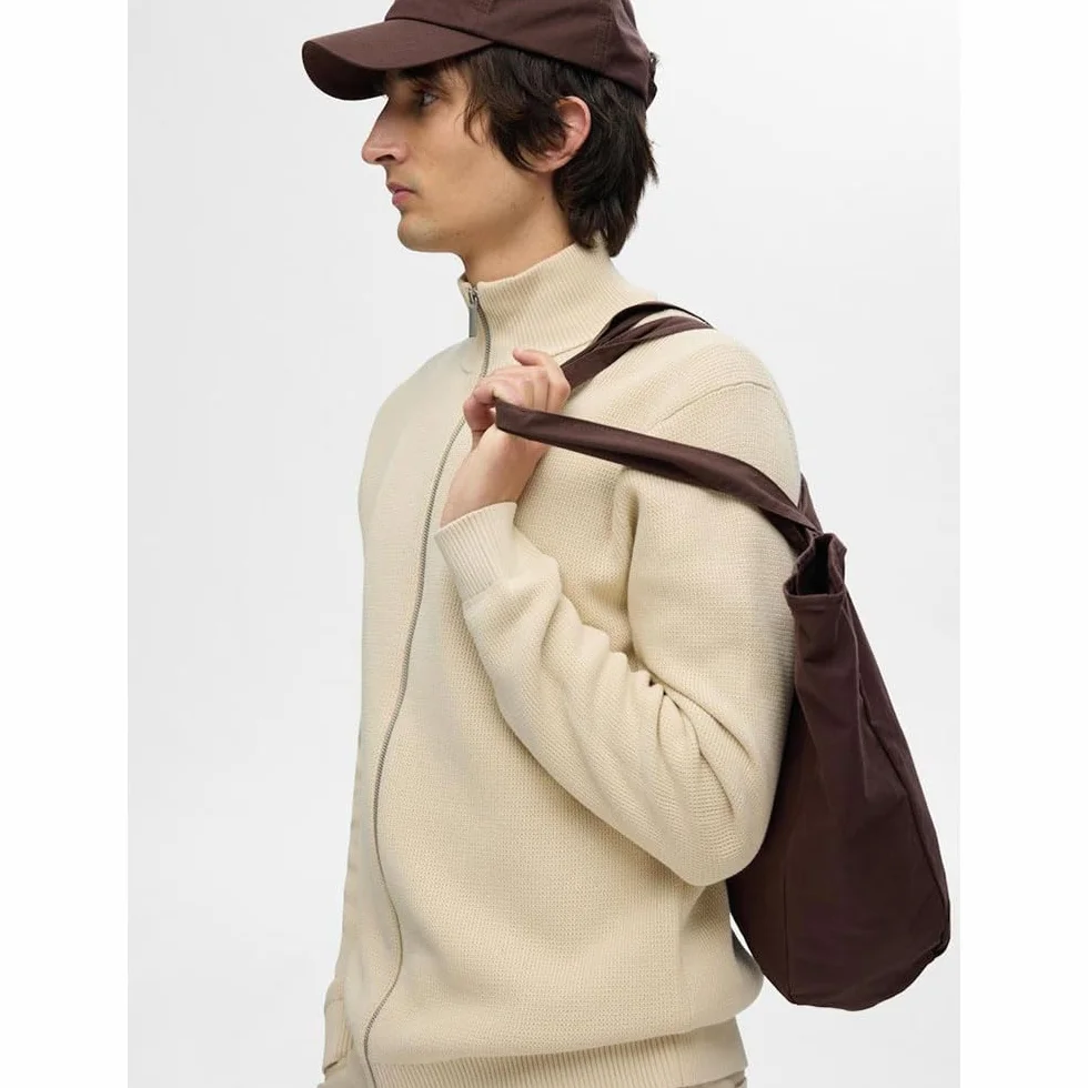 SELETED HOMME Męska kurtka z dzianiny SLHDANE LS Knit Structure Full Zip Oatmeal, rozmiar L, owsianka, L