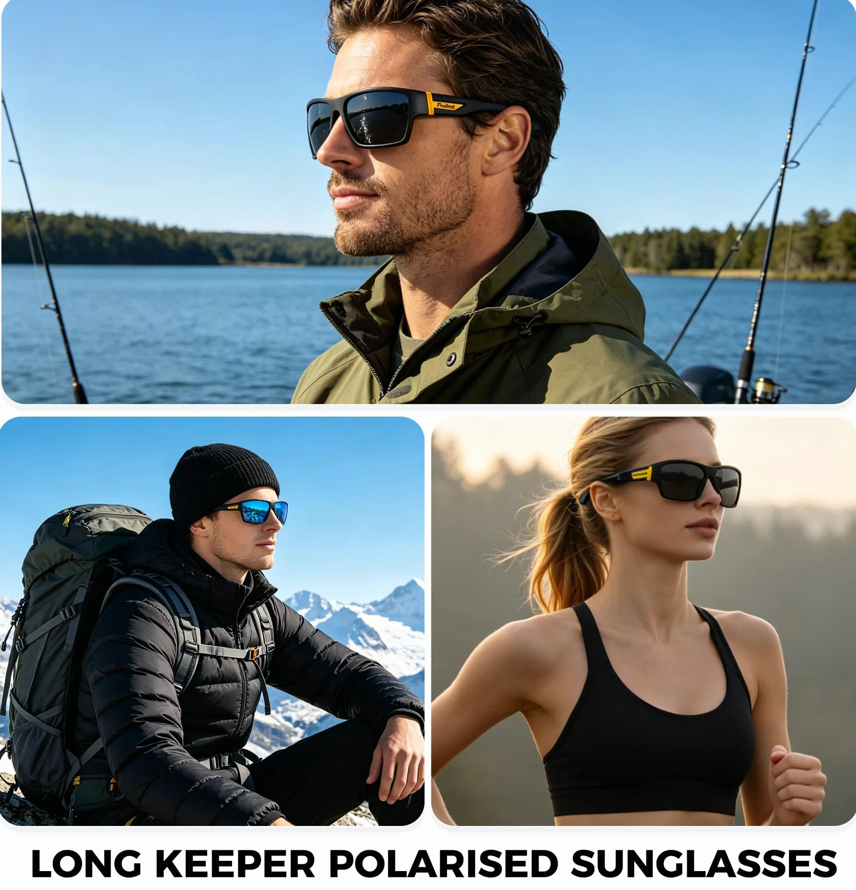 Long Keeper Polaryzowane sportowe okulary przeciwsłoneczne lekkie męskie damskie okulary przeciwsłoneczne do jazdy na rowerze do biegania wędkarstwa golfa jazdy na rowerze owijane wokół kwadratowych