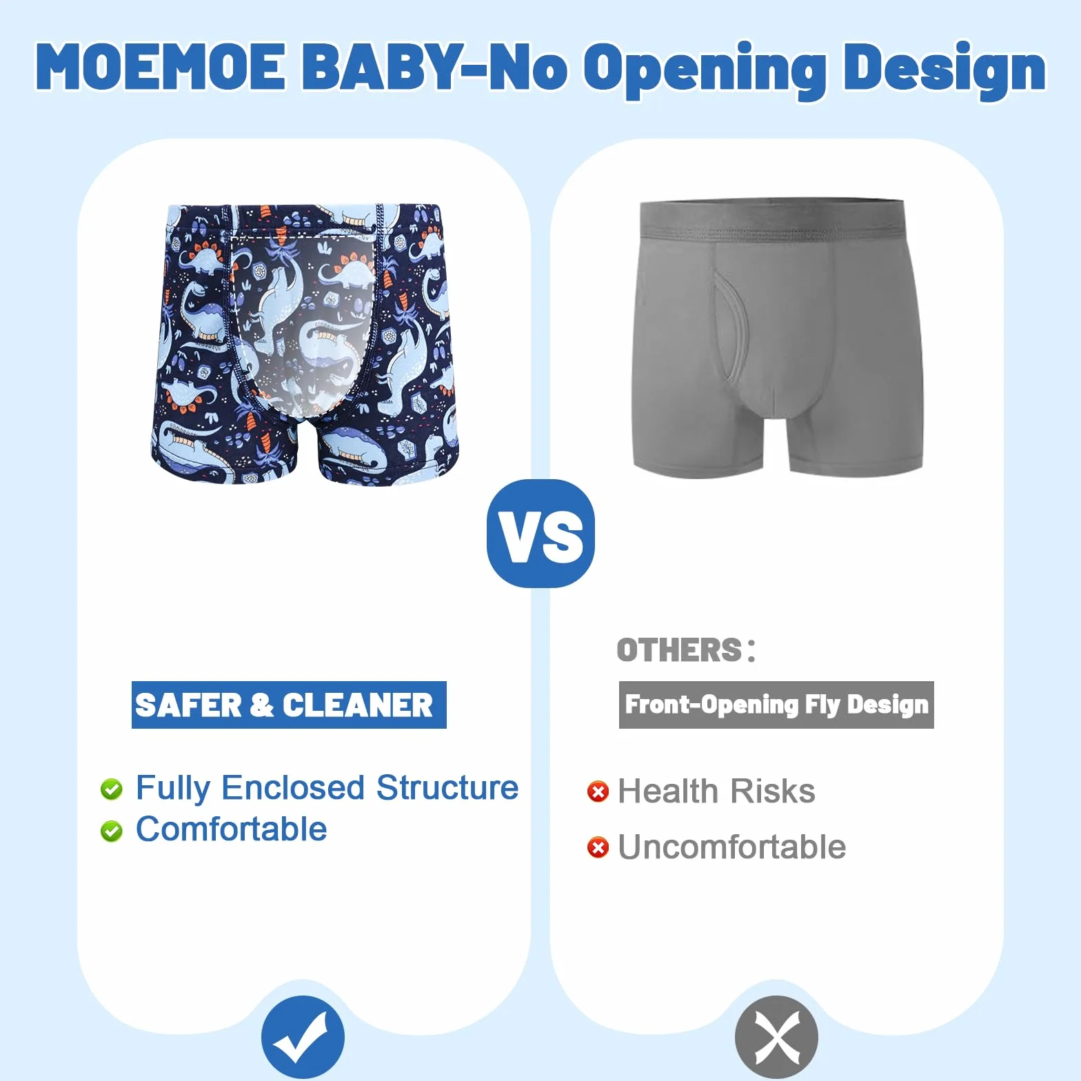 MOEMOE BABY Bokserki chłopięce, bawełna, bielizna 6 sztuk, majtki dla dzieci