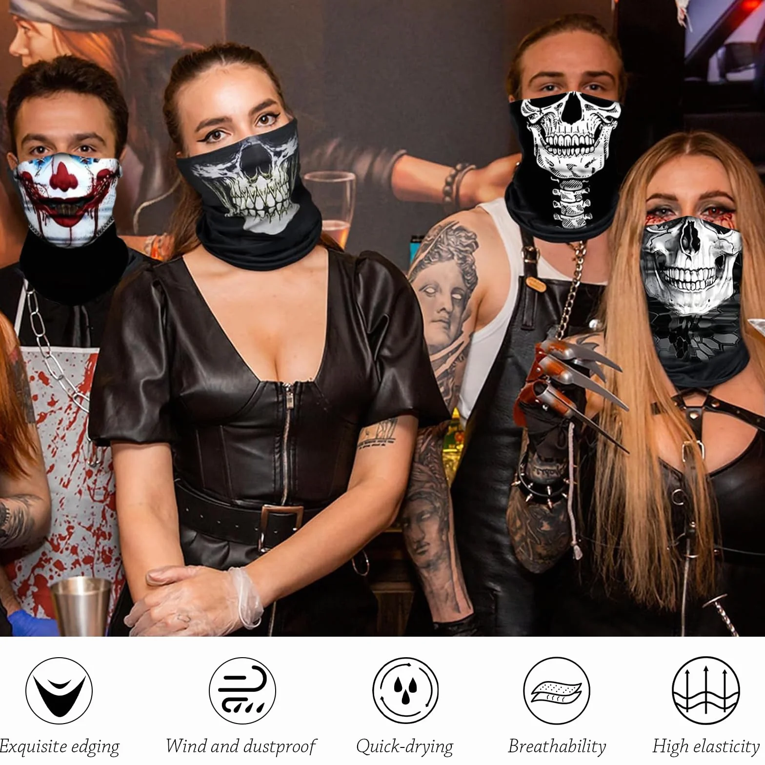 10 sztuk wielofunkcyjnych chust, maseczka funkcyjna, czaszka, komin na Halloween, elastyczna chusta na wąż, chusta na szyję, nakrycie głowy, ochrona przed słońcem, maska do biegania, wędrówek