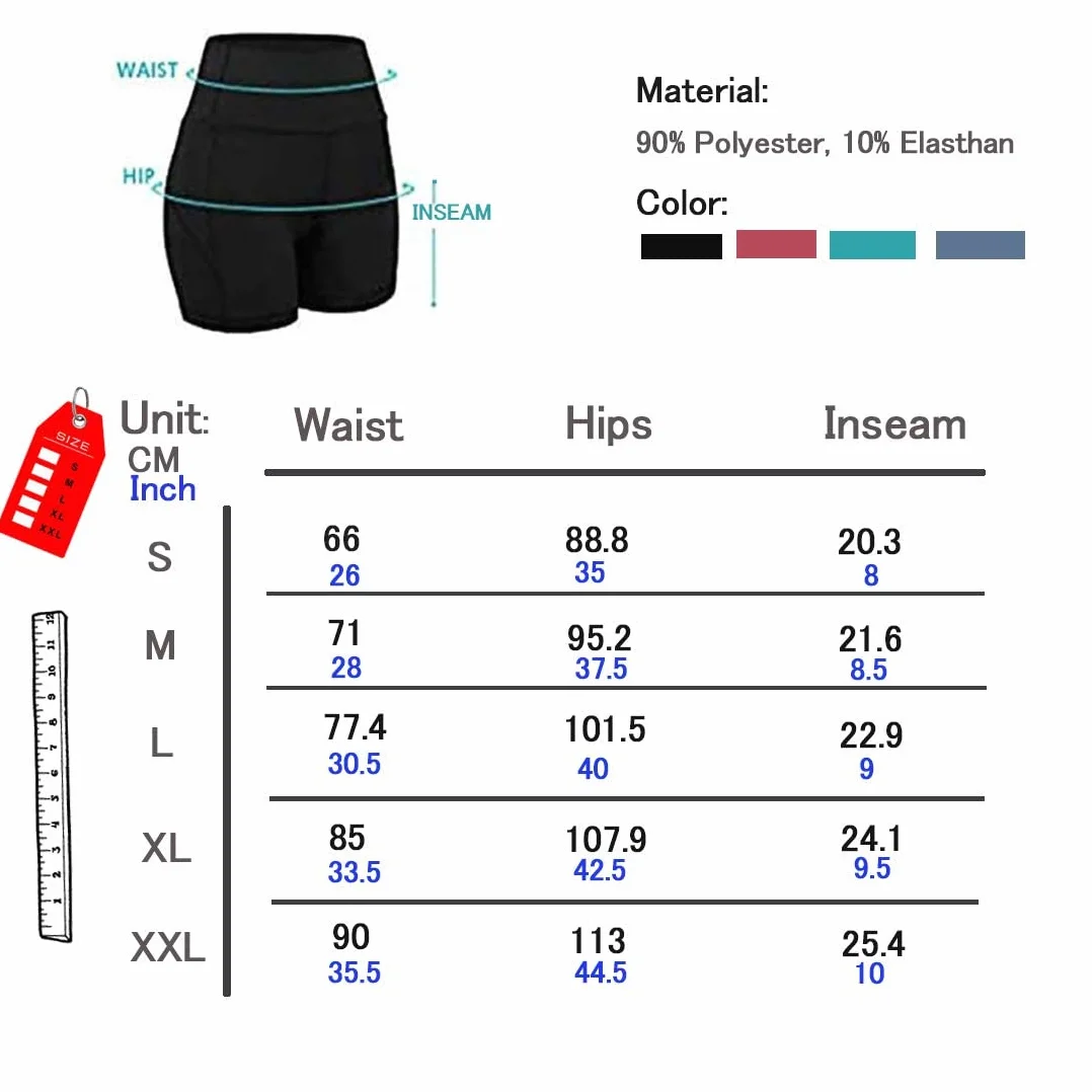 COTOP Krótkie legginsy damskie sportowe krótkie letnie spodnie do jogi, spodnie do biegania z kieszenią, szorty do fitnessu, joggingu, biegania, jazdy na rowerze