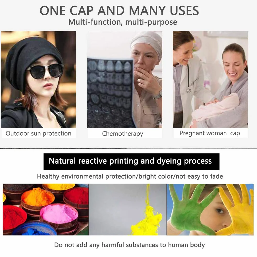 Slouchy Beanie czapka - Chemo Cancer nakrycie głowy z bawełny, czapka do spania, turban, nakrycie głowy, muzułmańska chusta na głowę dla kobiet i mężczyzn