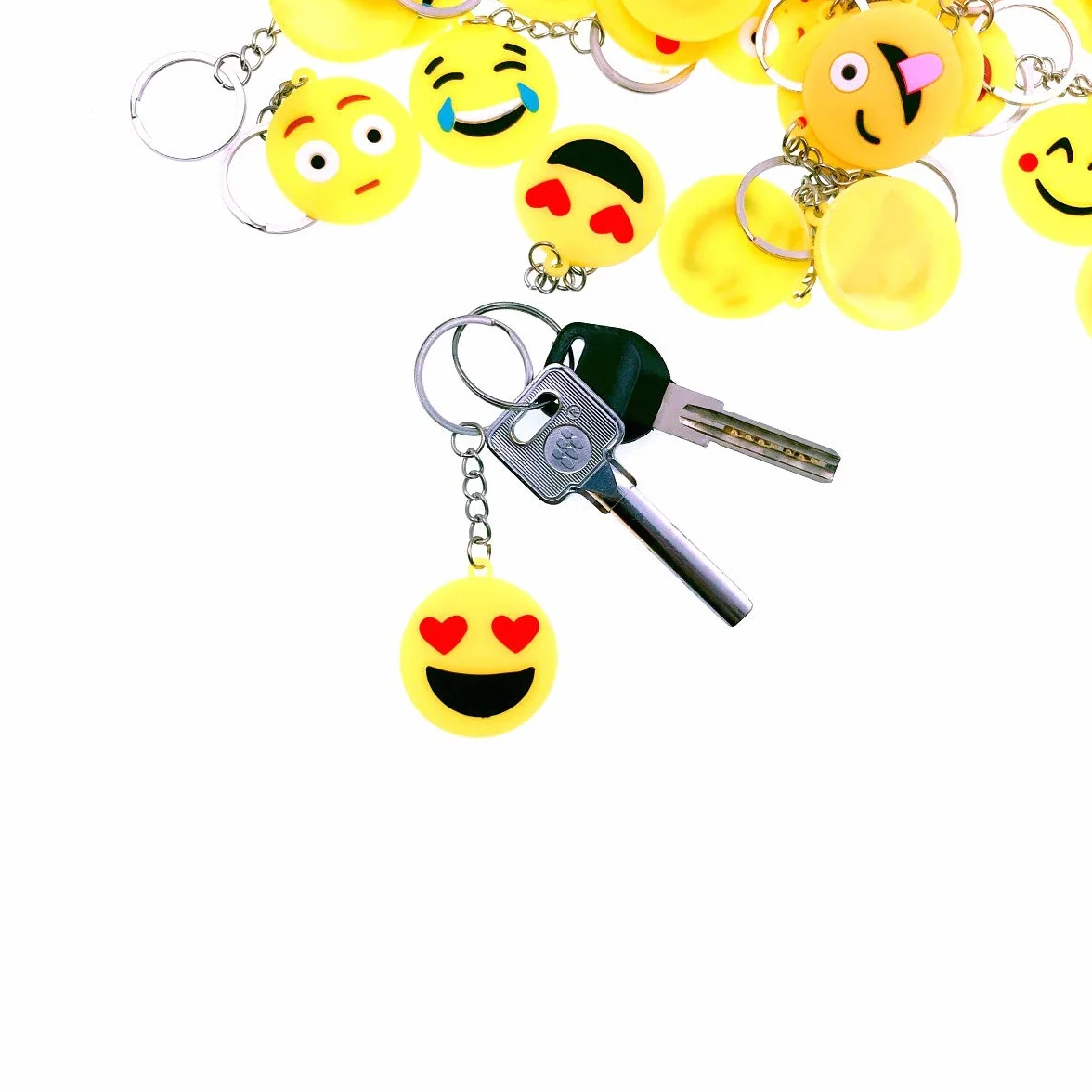 JZK Brelok z emotikoną, dla dzieci, na urodziny, do torby, prezent, 50 szt.