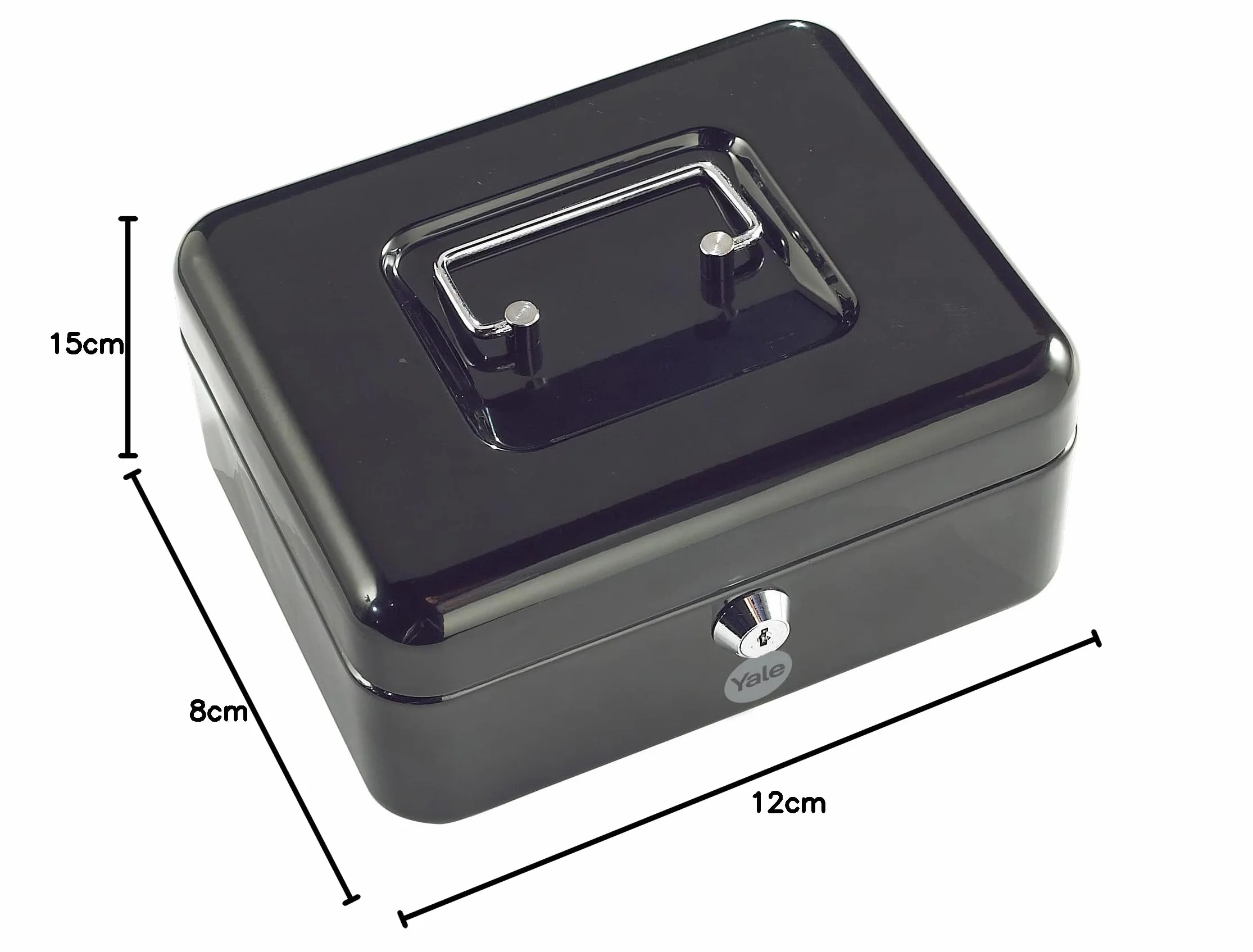Yale YCB/080/BB2 Kasetka na pieniądze mała, 15.2x8x11.8 cm, czarna