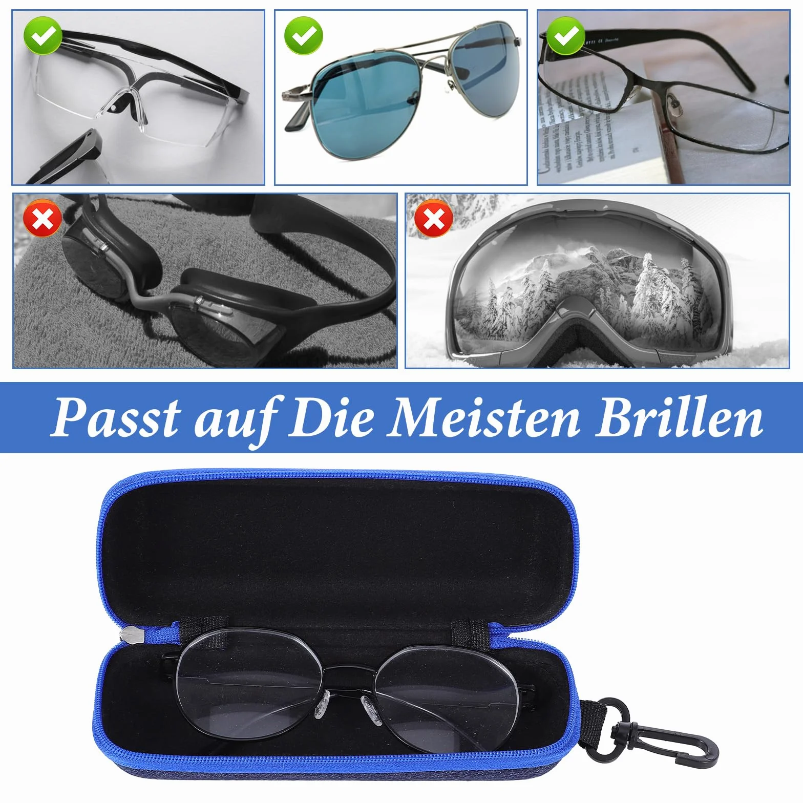 JJUNW 3 sztuki etui na okulary, twarde etui na okulary z materiału denimu, etui na okulary przeciwsłoneczne, etui podróżne, kieszeń na okulary, z zamkiem błyskawicznym, twarde etui na okulary