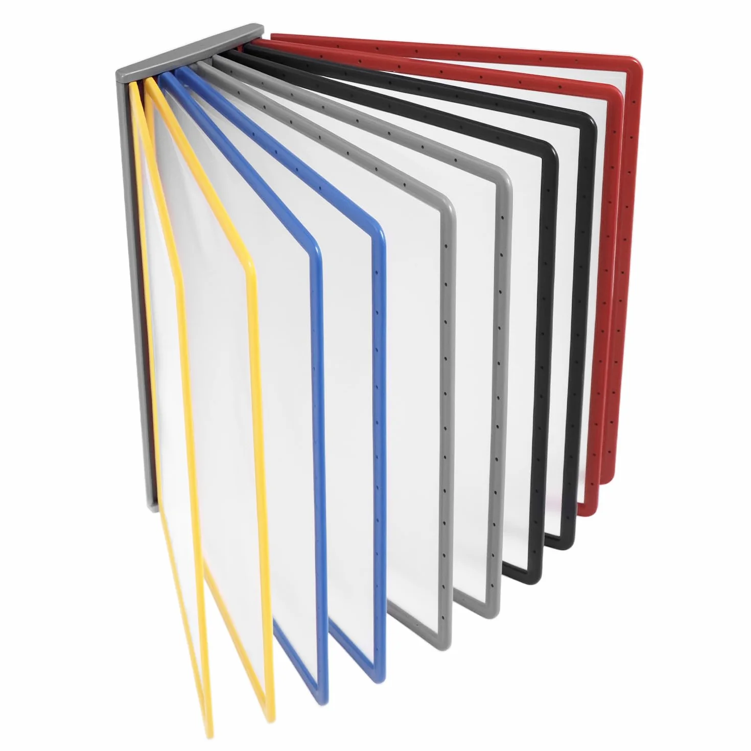 QWORK® System wystaw ściennych - 10X paneli ekspozycyjnych A4 - Wielokolorowe teczki na dokumenty do sal wystawowych, restauracji, biur, miejsc publicznych